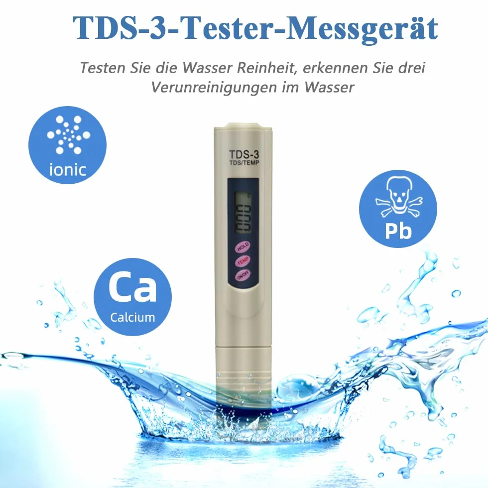Mesee TDS3 tester jakości wody, miernik TDS z wyświetlaczem LCD, ppm do wody pitnej