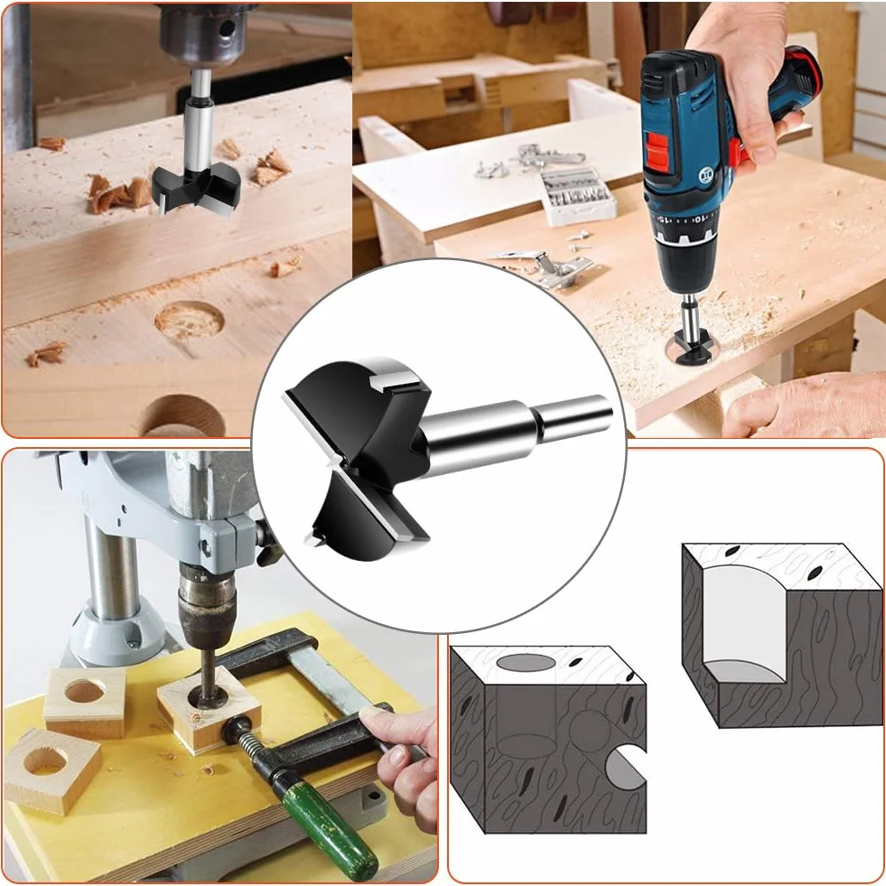 Flintronic Wiertło Forstnera 50 mm, wiertło Forstner, frez z okrągłym trzonkiem, akcesoria do wiertarki, profesjonalna wiertarka forstner, obróbka drewna do wierteł do drewna, wiertło garnkowe do