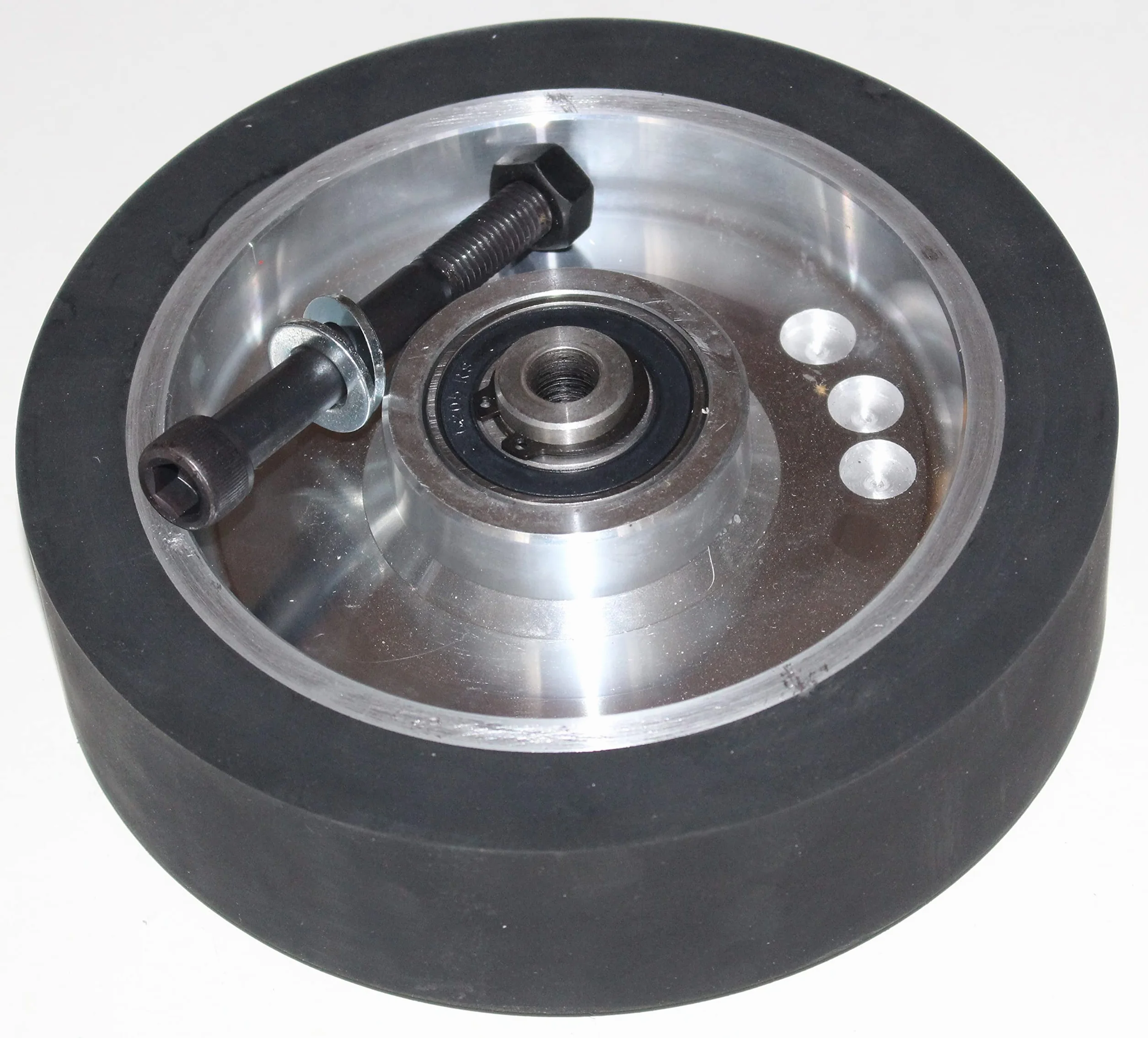 Gumowe koło kontaktowe 200 x 50 mm, szlifierka taśmowa, gładka powierzchnia, rdzeń aluminiowy, z trzonkiem 12 mm, gotowa do montażu