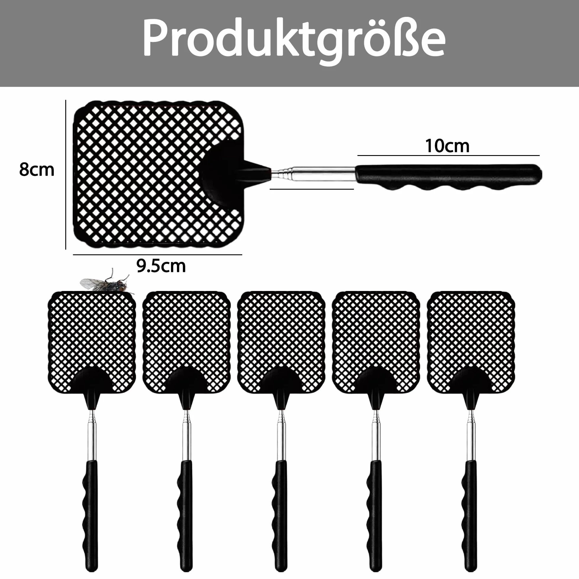 MAEXUS 5 sztuk teleskopowa łapka na muchy 26-73 cm czarna