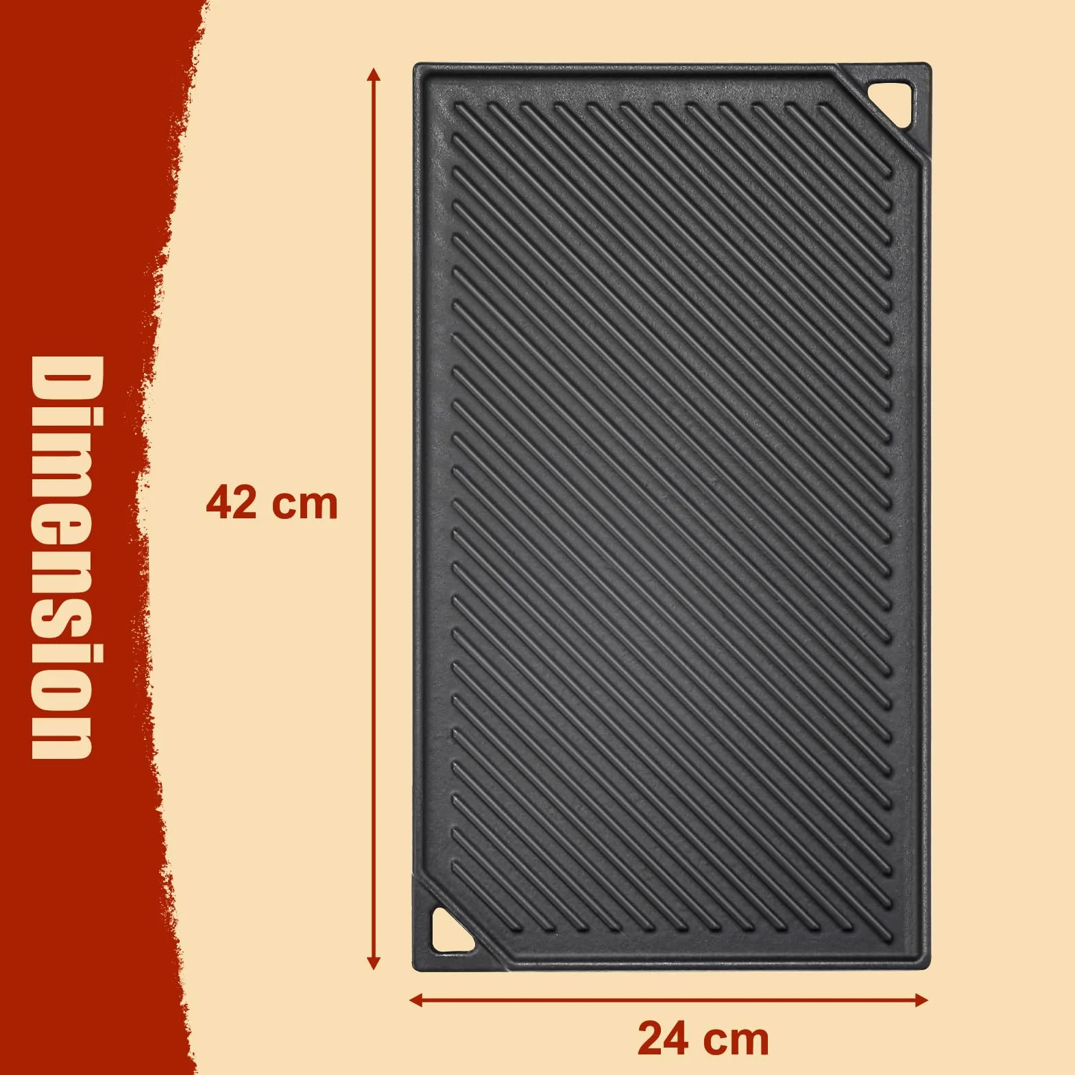 Denmay Żeliwna płyta grillowa 42x24 cm nieprzywierająca odwracalna
