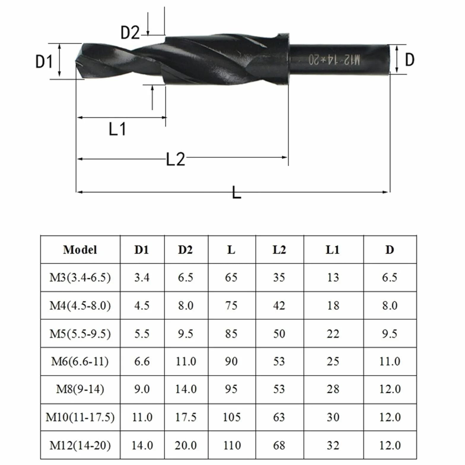 1PC HSS pogłębiacz wiertło stopniowe powlekane/czarne śruby z łbem wpuszczanym wiertło 90/180 do miedzi aluminium M3-M12 (kolor: tytanowa powłoka, rozmiar: M8 (180 stopni))