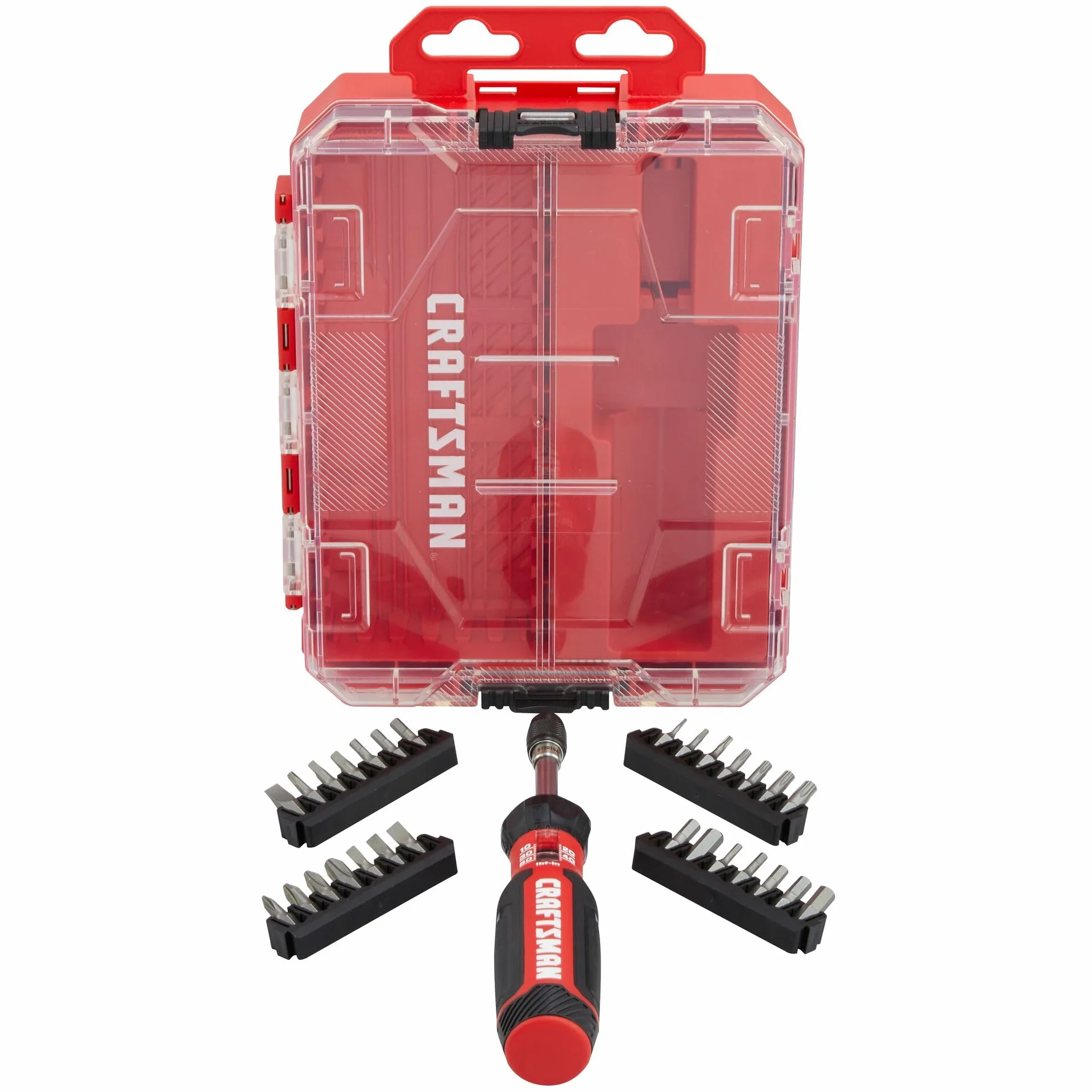 CRAFTSMAN CMHT68130 Zestaw wkrętaków dynamometrycznych z miejscem do przechowywania, 2,5 cm Phillips, szczelinowe, sześciokątne, torx i kwadratowe, 29-częściowy