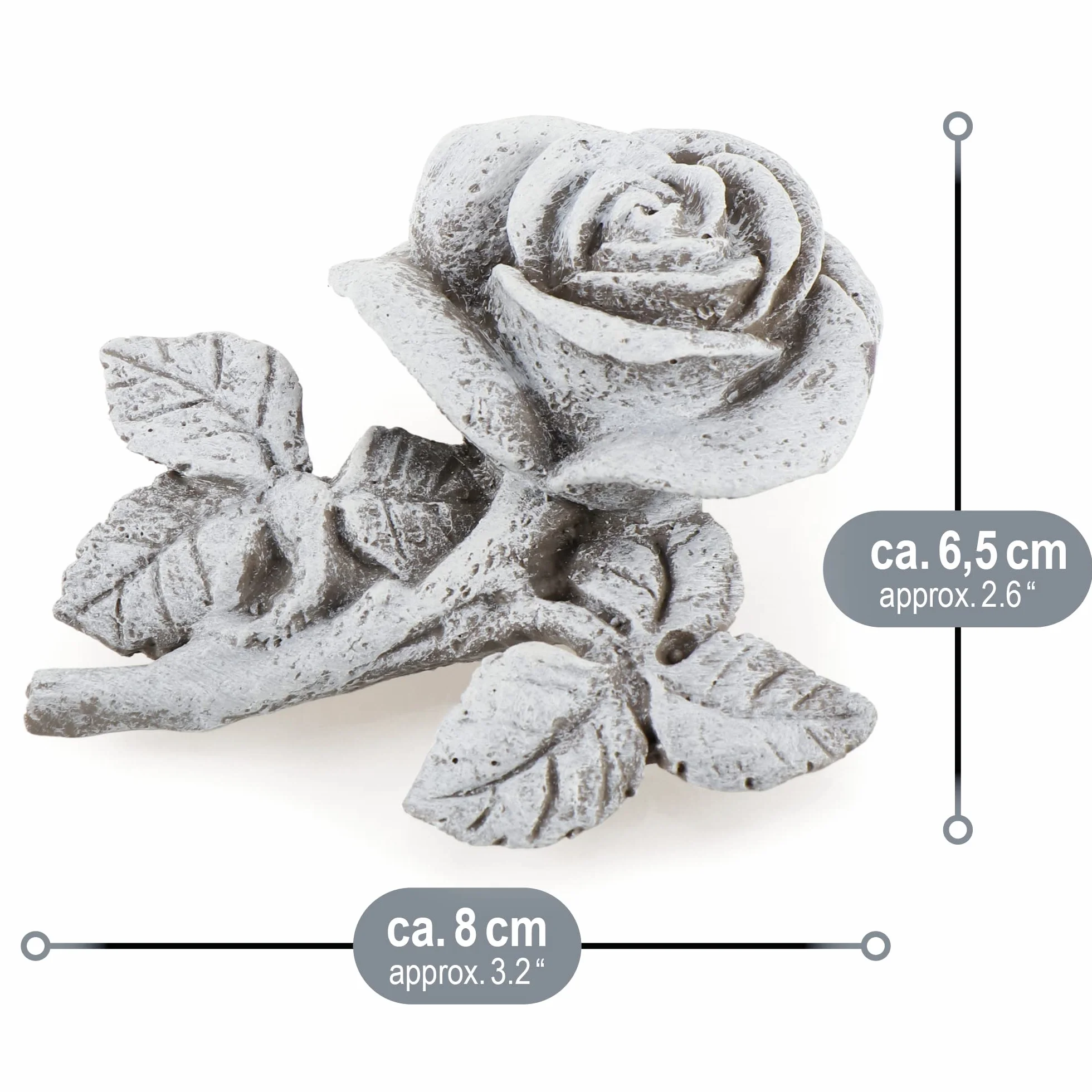 com-four® 2x dekoracja nagrobna róza - kamien pamieci nadziei i czystosci - odporny na warunki pogodowe ornament cmentarny - ozdoba ogrodowa w wygladzie kamienia (2 sztuki - róza)