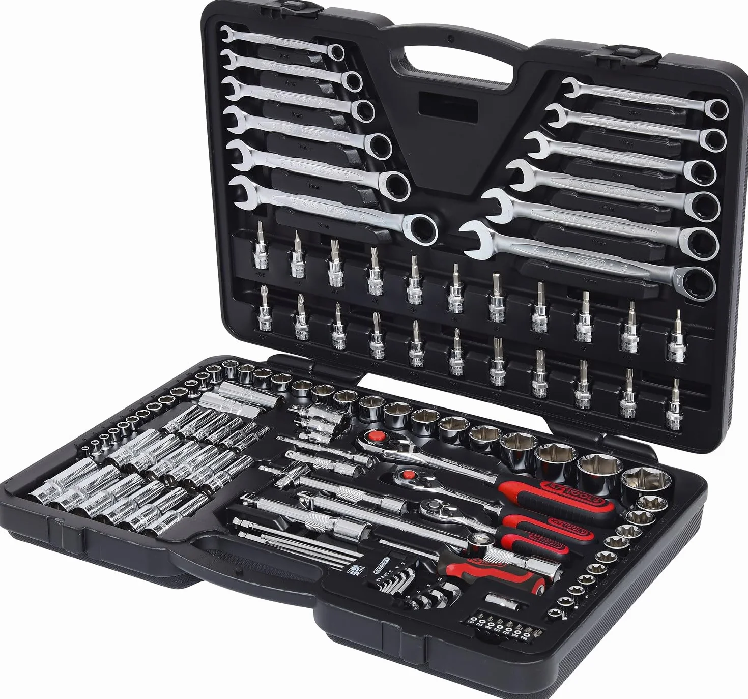 KS Tools 918.0724 CHROMEplus Zestaw podw. kluczy nasadowych,124-szt, 1/4"+3/8"+1/2"