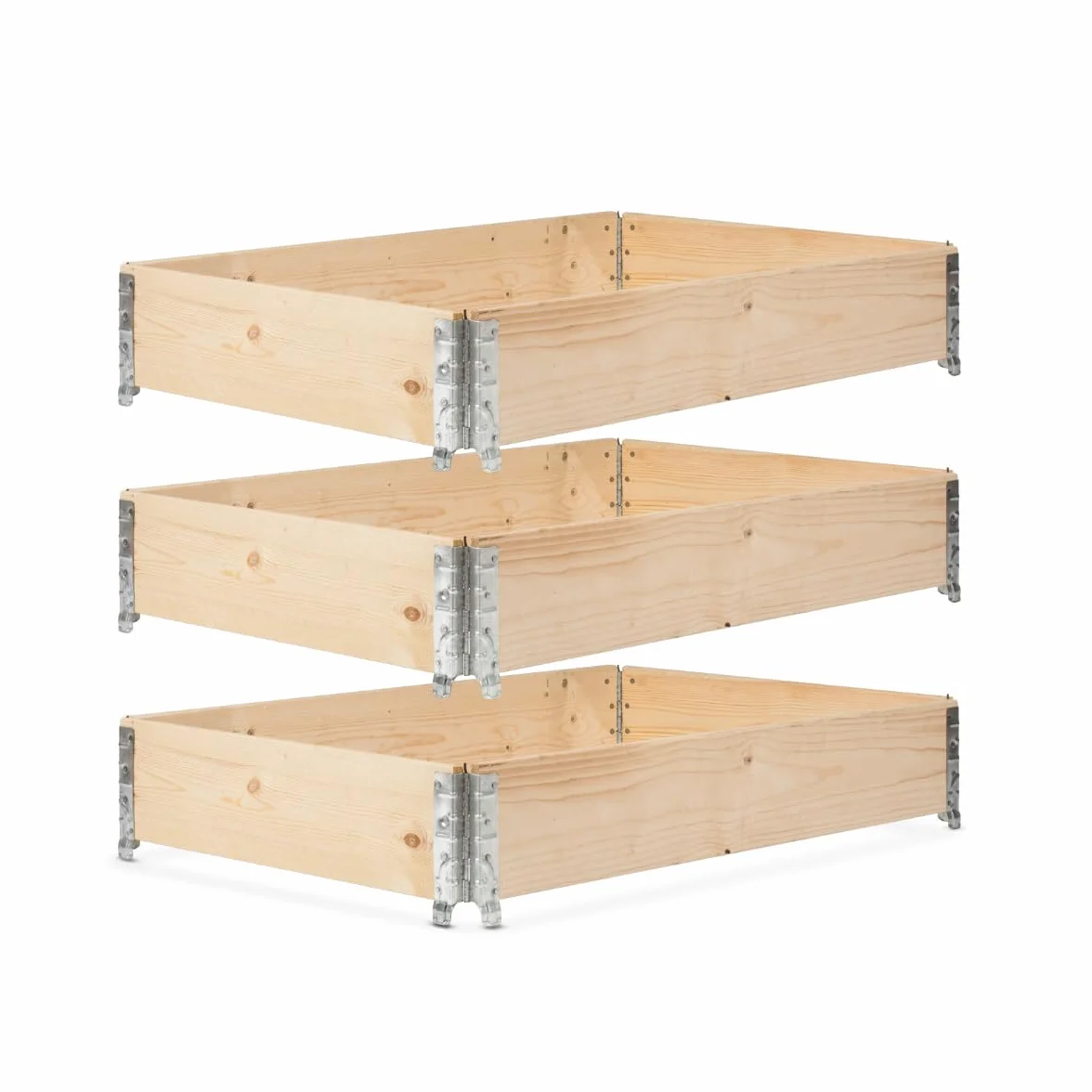gardivo Podwyższona grządka 120 x 80 x 20 cm – 3-częściowa ramka na palety z drewna, obramowanie rabatek, podwyższone grządki, drewniana rama, rama nasadowa na europaletę, składana, można układać w