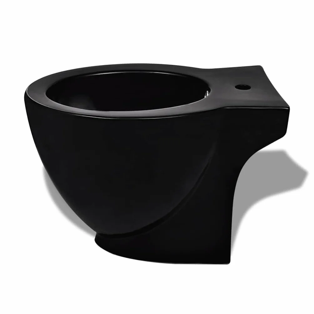 Stojący bidet stojący z ceramiki czarny 58 x 40 x 40 cm do łazienki, otwór na kran 35 mm, odpływ 40 mm, bez armatury do dodatkowego wyposażenia