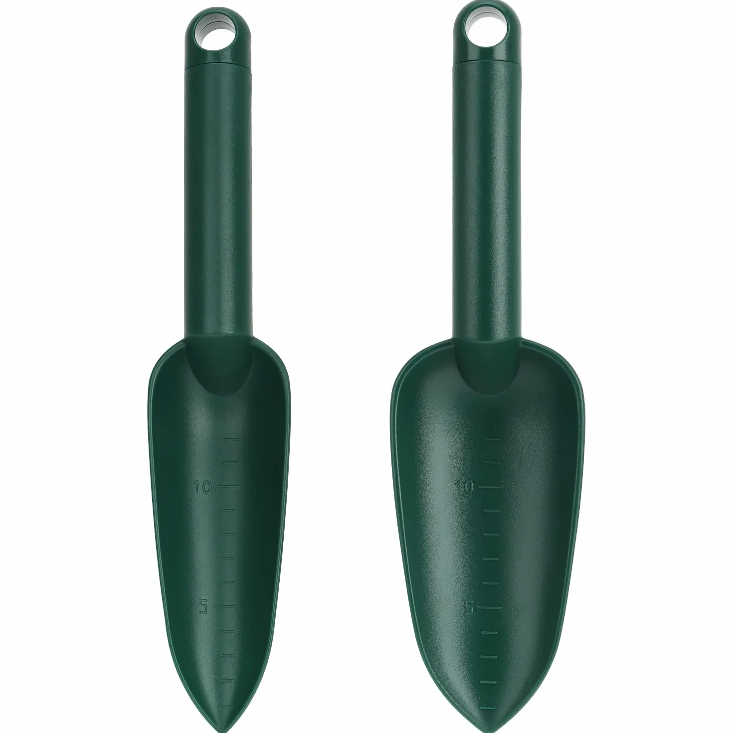 COM-FOUR® 4-czesciowy zestaw narzedzi ogrodowych wykonany z wytrzymalego tworzywa sztucznego - szeroka kielnia, waska kielnia, grabie reczne i kultywator do roslin i prac ogrodowych (4 czesci zielone)