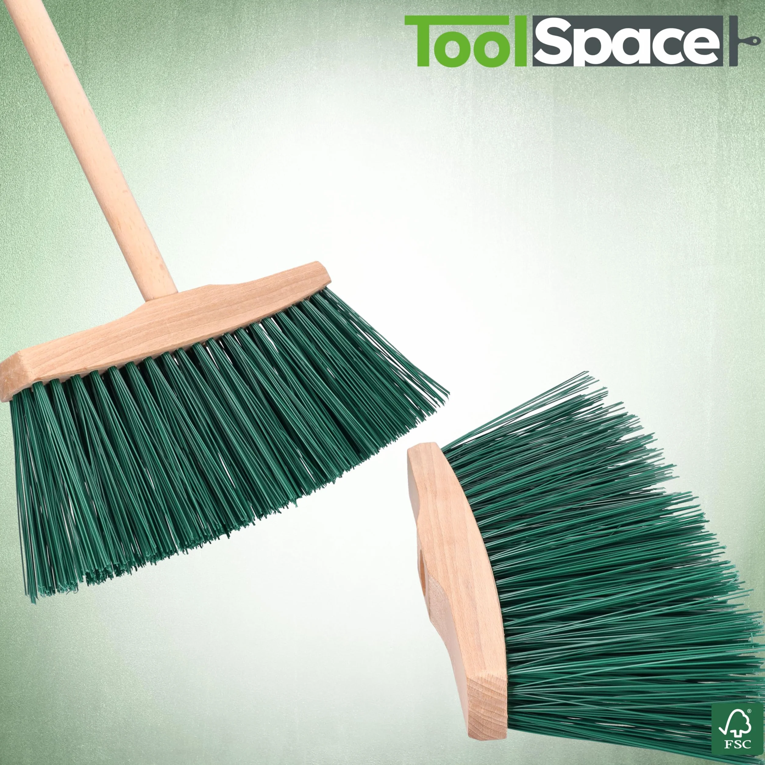 ToolSpace 2x Drewniana Miotła Zewnętrzna 24 cm – Twarde Włosie z Tworzywa Sztucznego – Do Zamiatania Podwórka, Garażu, Betonu, Kostki – Czysty Ogród i Podwórko – Szczotka do Zamiatania Liści i Kurzu
