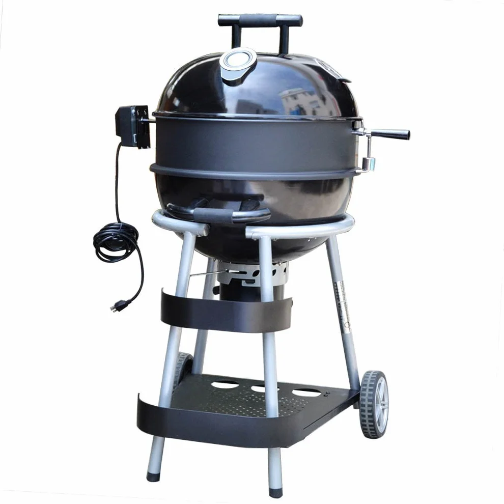 onlyfire Uniwersalny rożen obrotowy 57 cm zestaw do grilla kulistego pasuje Weber 2290 emaliowany czarny