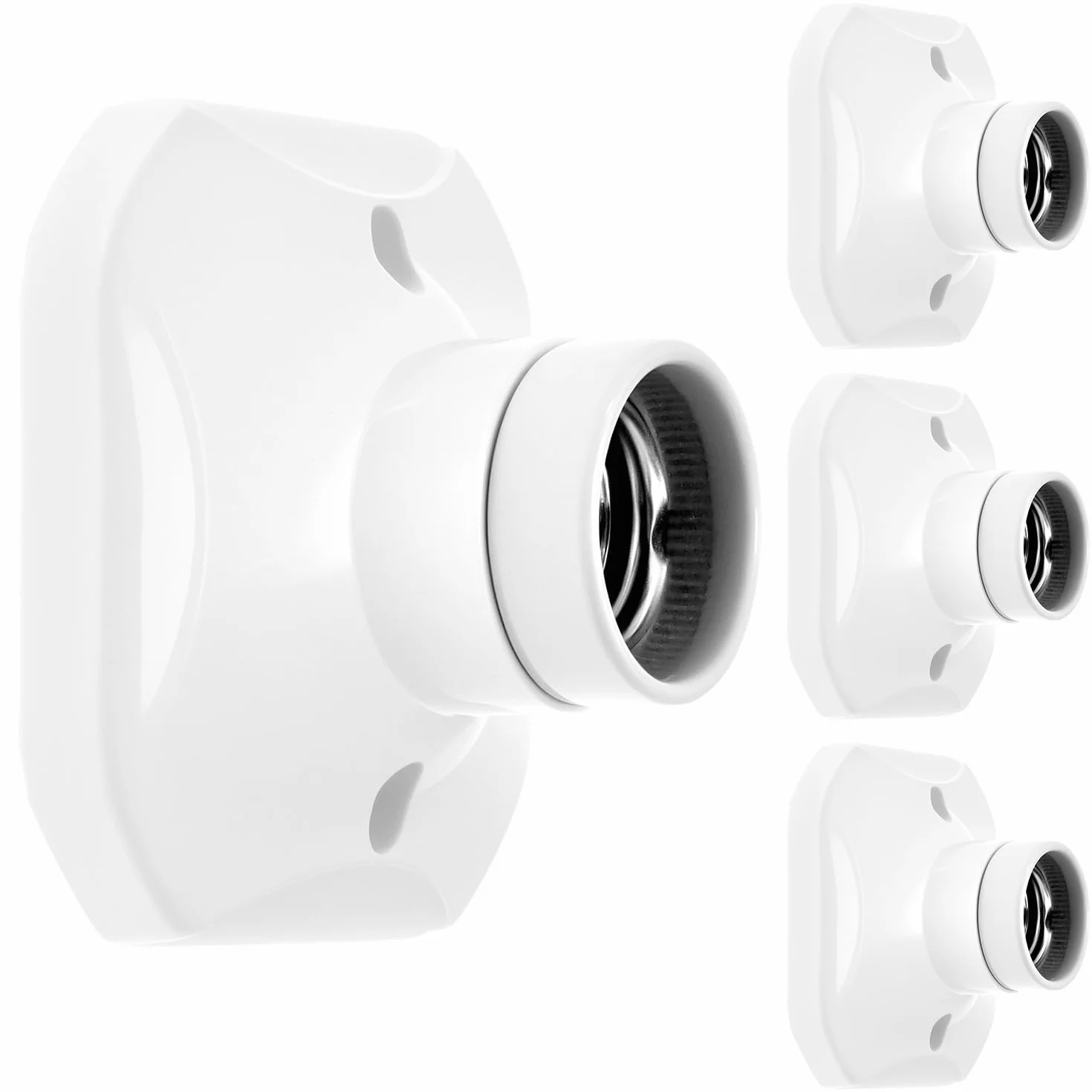 QWORK 4 gniazda żarówki E27, gniazdo śrubowe E27 z ceramiczną podstawą, gniazdo AC 220 V, do żarówek LED