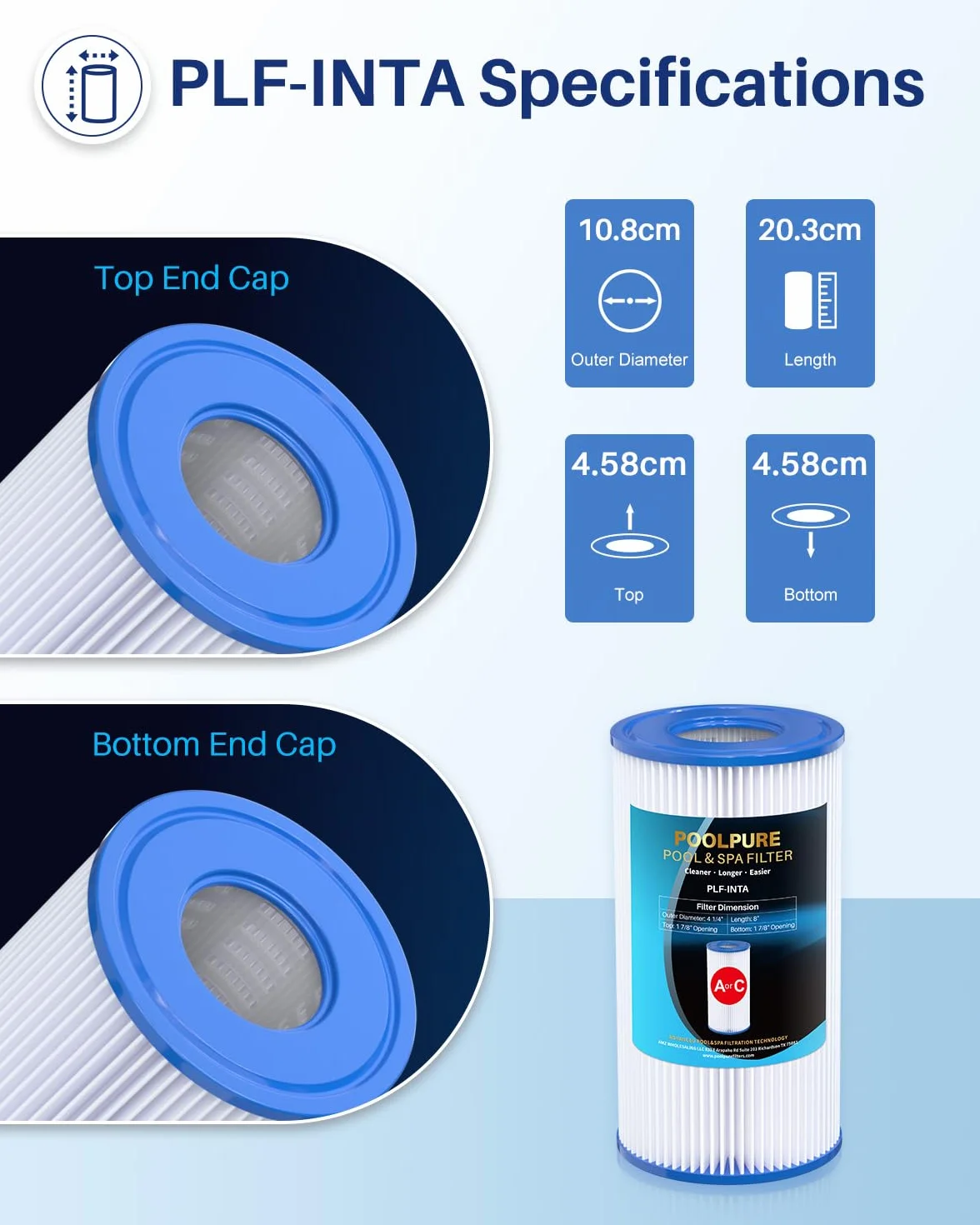 POOLPURE Typ A lub C (29000E/59900E) Wymienne filtry basenowe do pompy basenowej Intex, łatwe ustawianie filtrów basenowych, letnich ucieczek lub letnich fal nad basenami naziemnymi (4)