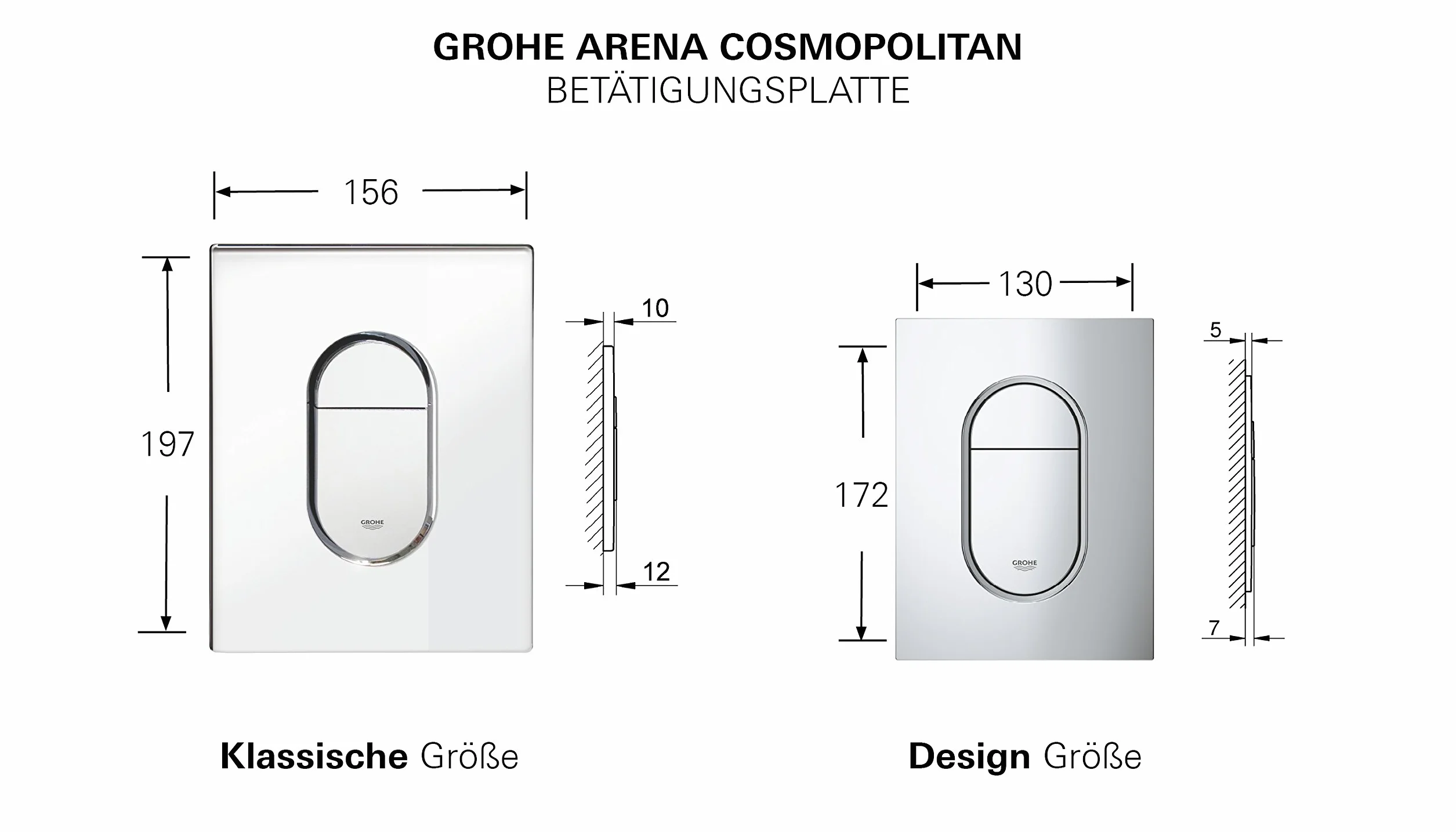 GROHE 38858000 | Płyta ścienna do WC Arena Cosmopolitan, srebrna