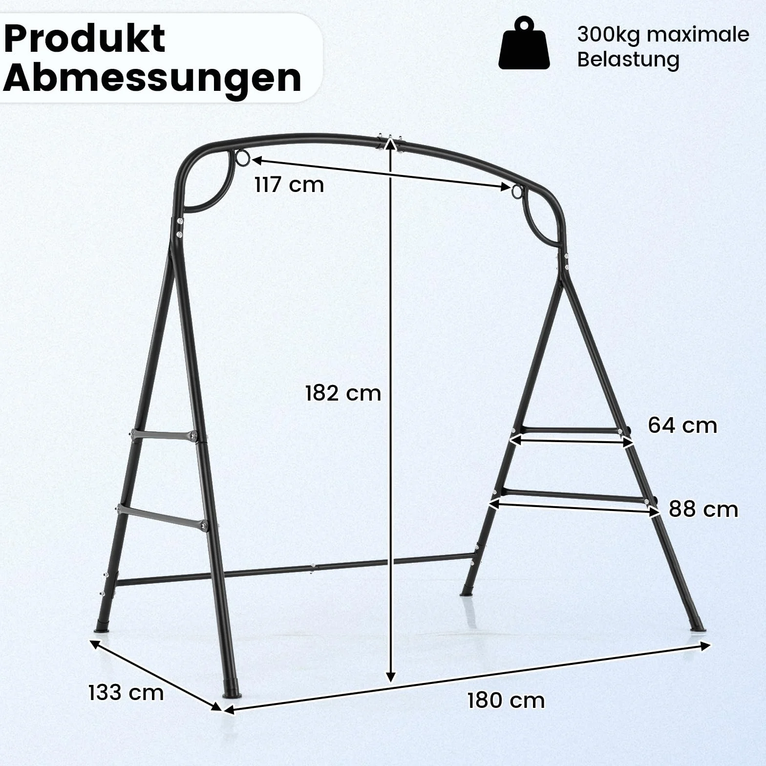 COSTWAY rama do huśtawki metalowa udźwig 300 kg 2 możliwości zawieszenia