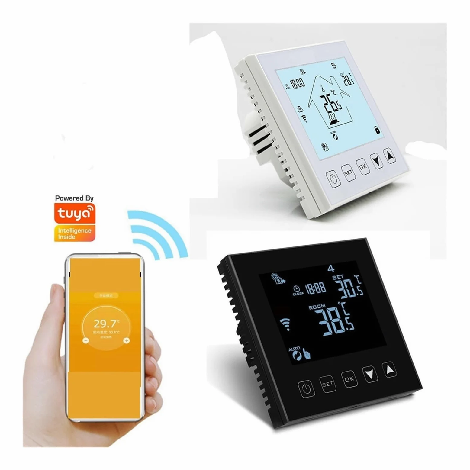 Smart WiFi Touch Termostat Bezprzewodowy regulator temperatury do wody/elektrycznego ogrzewania podłogowego Woda/kocioł gazowy działa Precyzja łatwość Konfiguracji(16A Electric White)
