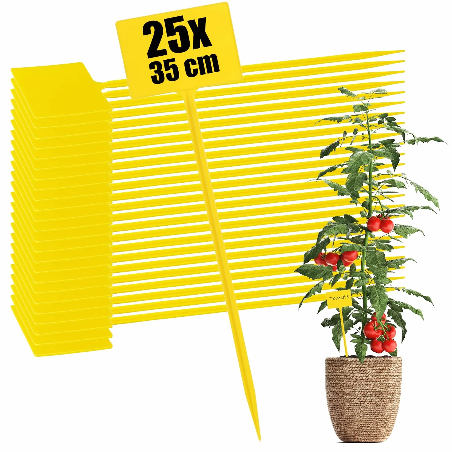 Etykiety do roślin 35 cm znaczniki do ogrodu balkon tabliczki do grządek donic 25 sztuk żółte