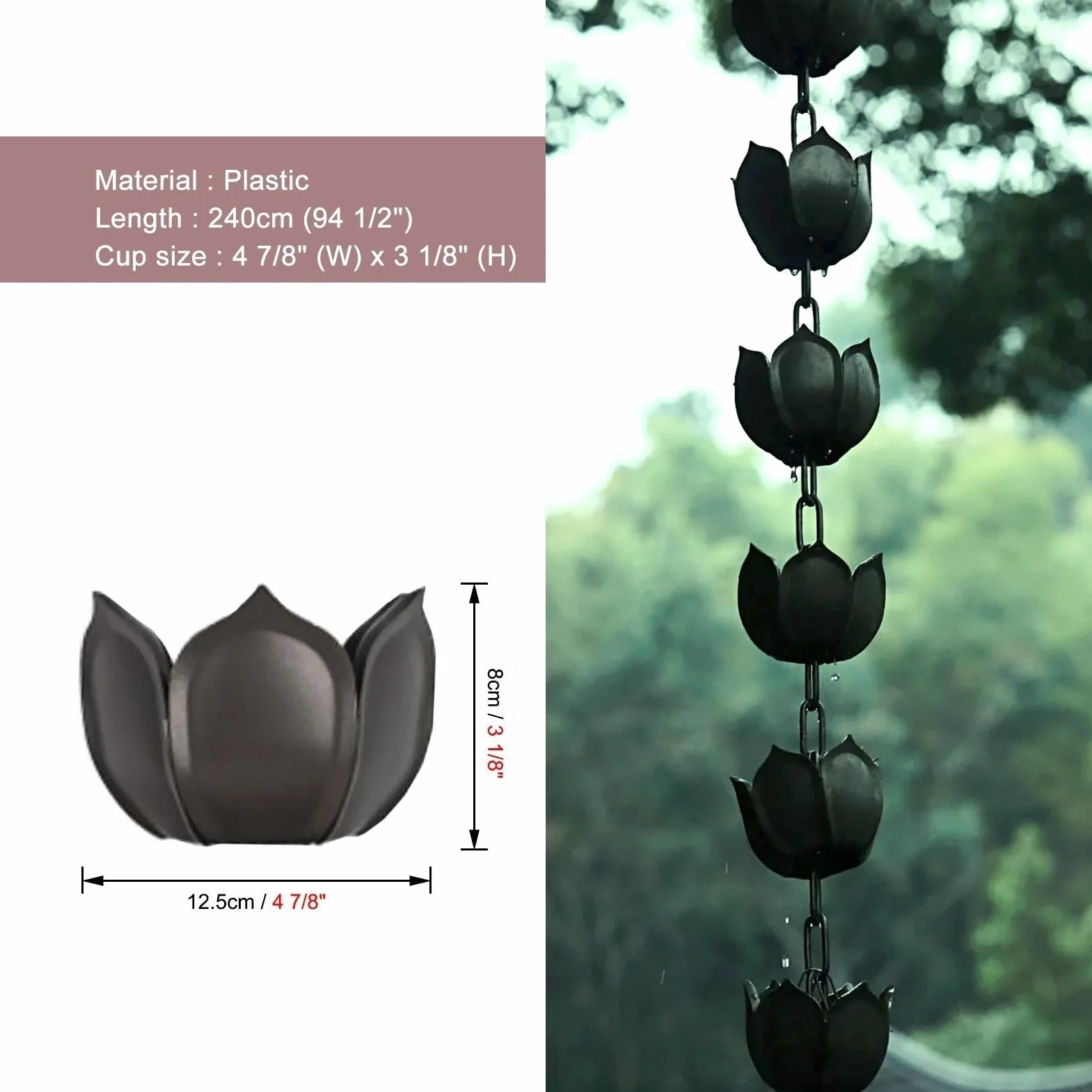 Łańcuchy Deszczowe Japoński Dziedziniec Łańcuch Łapacza Deszczu 240cm (8ft) Ozdoba Ogrodowa