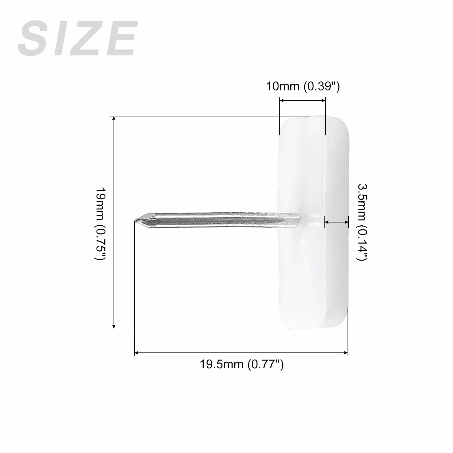 METALLIXITY Gwóźdź do mebli (19 mm/0,75 cala) 20 szt., plastikowe kwadratowe ślizgacze na krzesło - do krzeseł, sofy, mebli, suwaków, ochraniacz, podkładka, biały