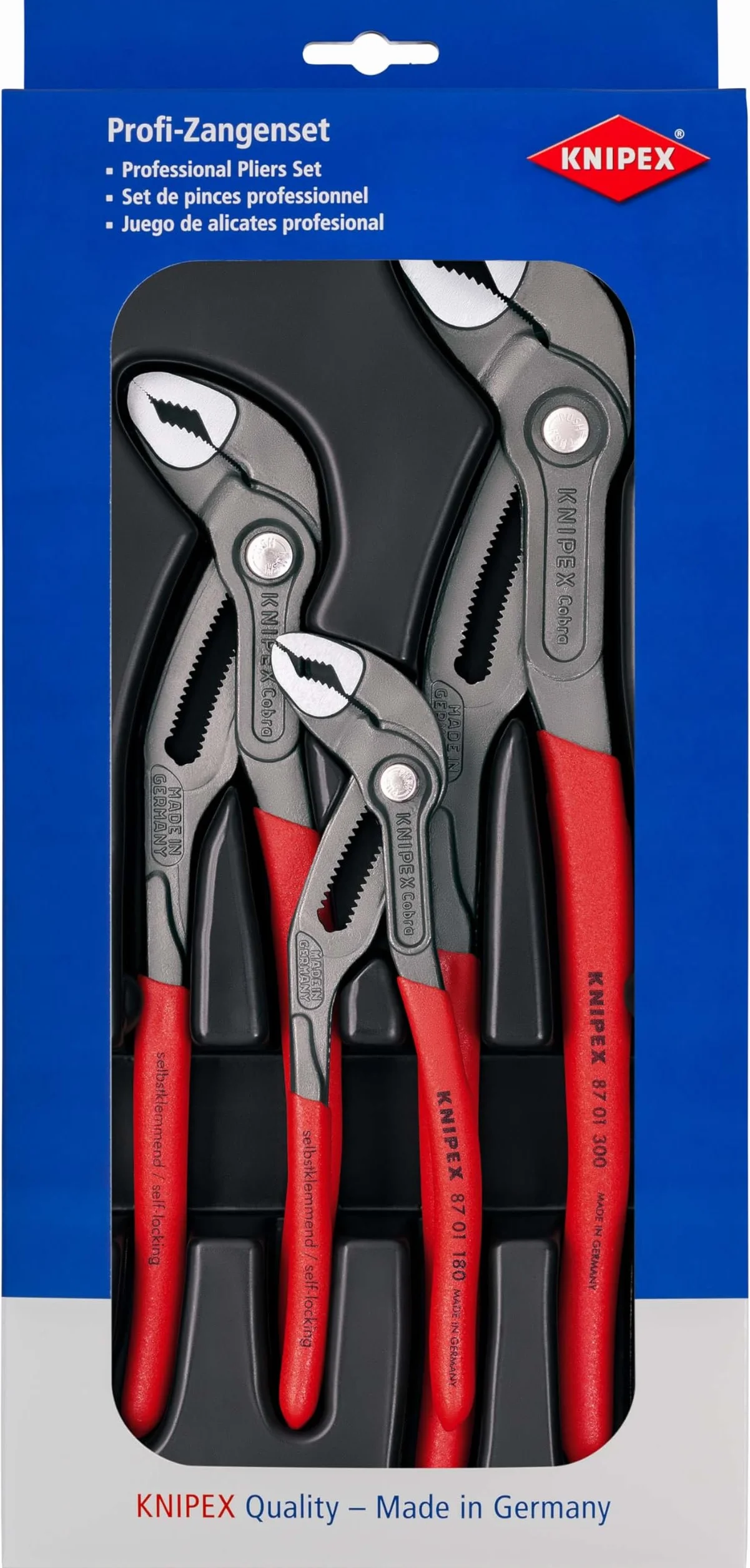 KNIPEX Zestaw szczypiec Cobra 1 x 87 01 180, 1 x 87 01 250, 1 x 87 01 300, 00 20 09 V02