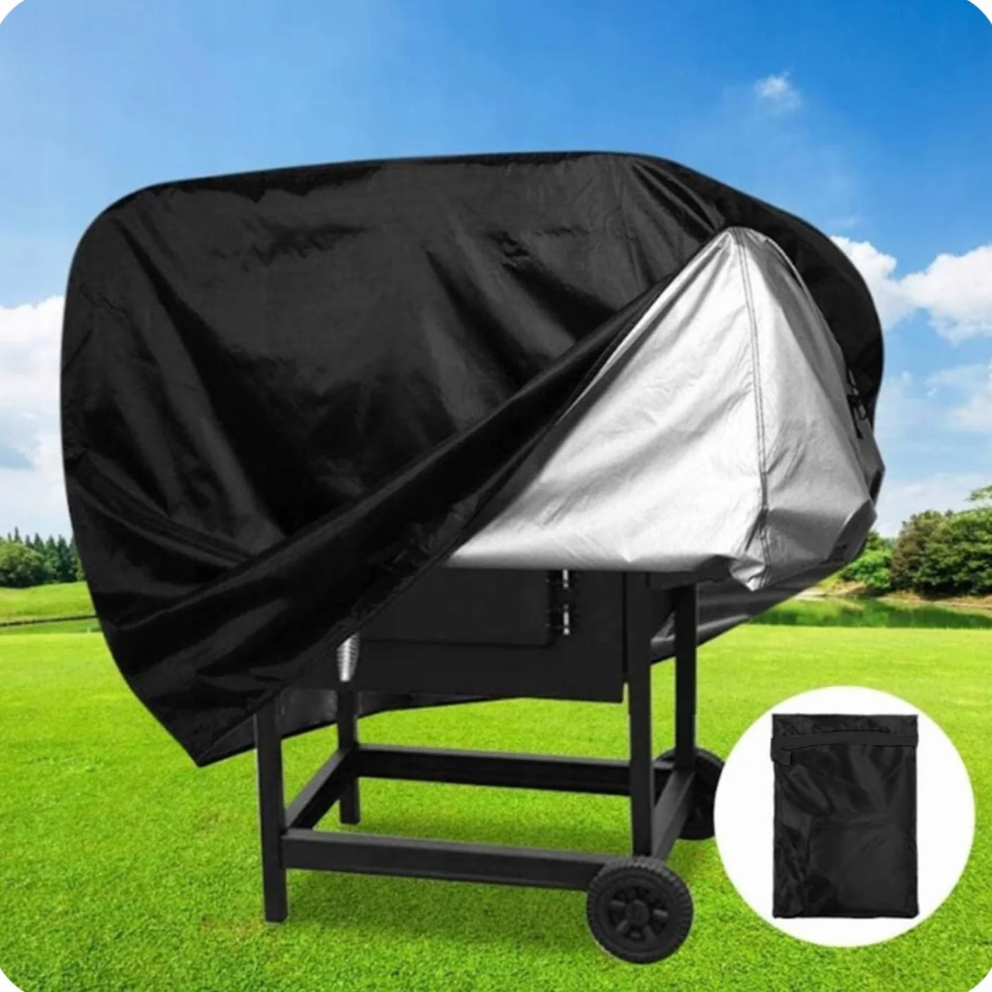 KRUMAD Pokrowiec na grill wodoodporny 145x61x117 cm czarny