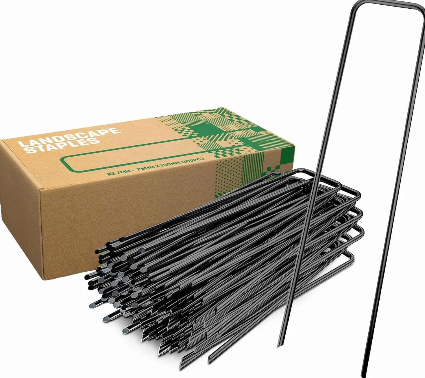 GardenGloss® Kotwy Gruntowe ze Stali, Nieocynkowane (50 Sztuk) – Solidne Kotwy do Agrowłókniny, Ogrodzenia i Siatki – 150 mm Długości, 25 mm Szerokości, Ø 2,7 mm