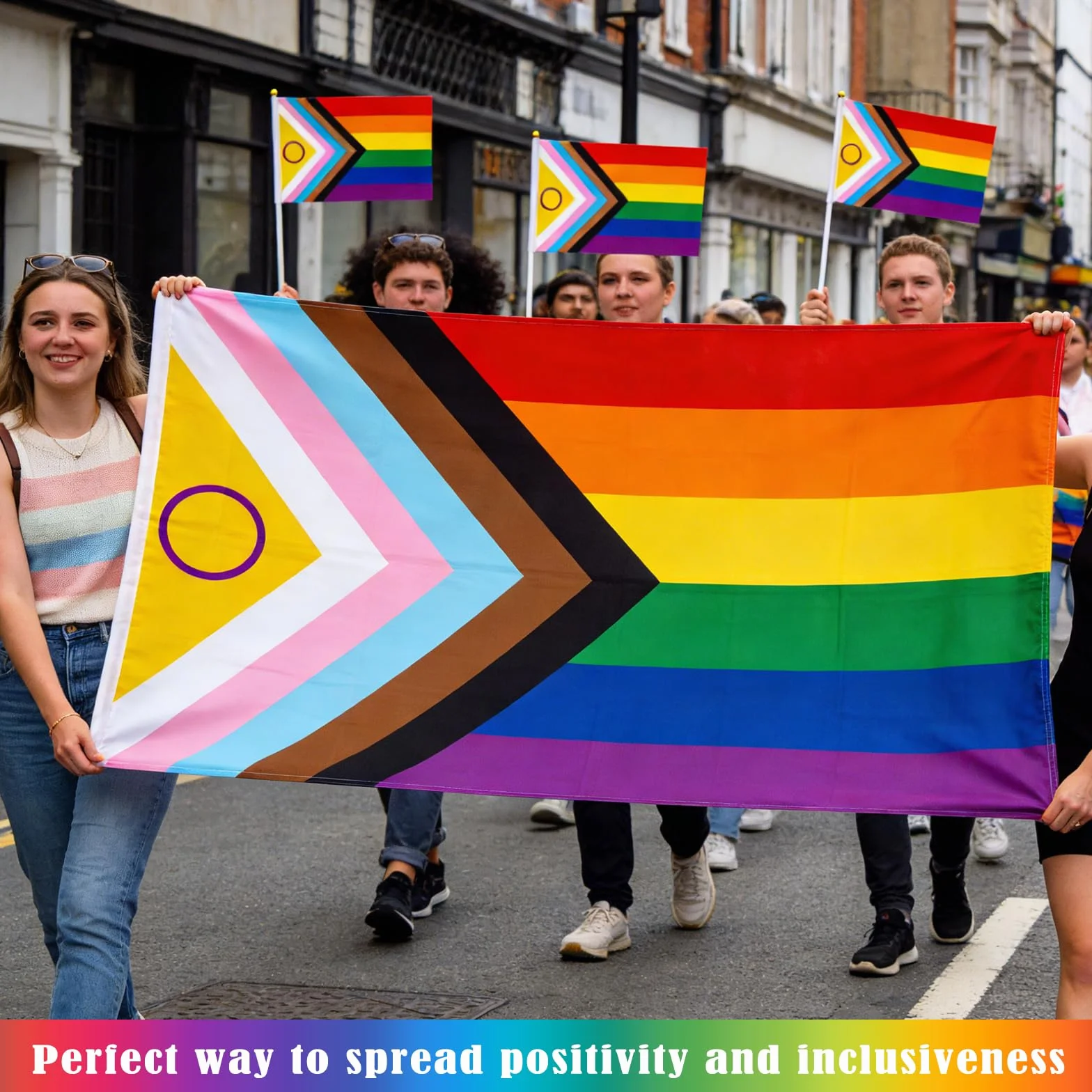 Progress Pride zestaw flag tęczowych 3x10m łańcuch chorągiewek Gay Parade dekoracja 47-częściowy