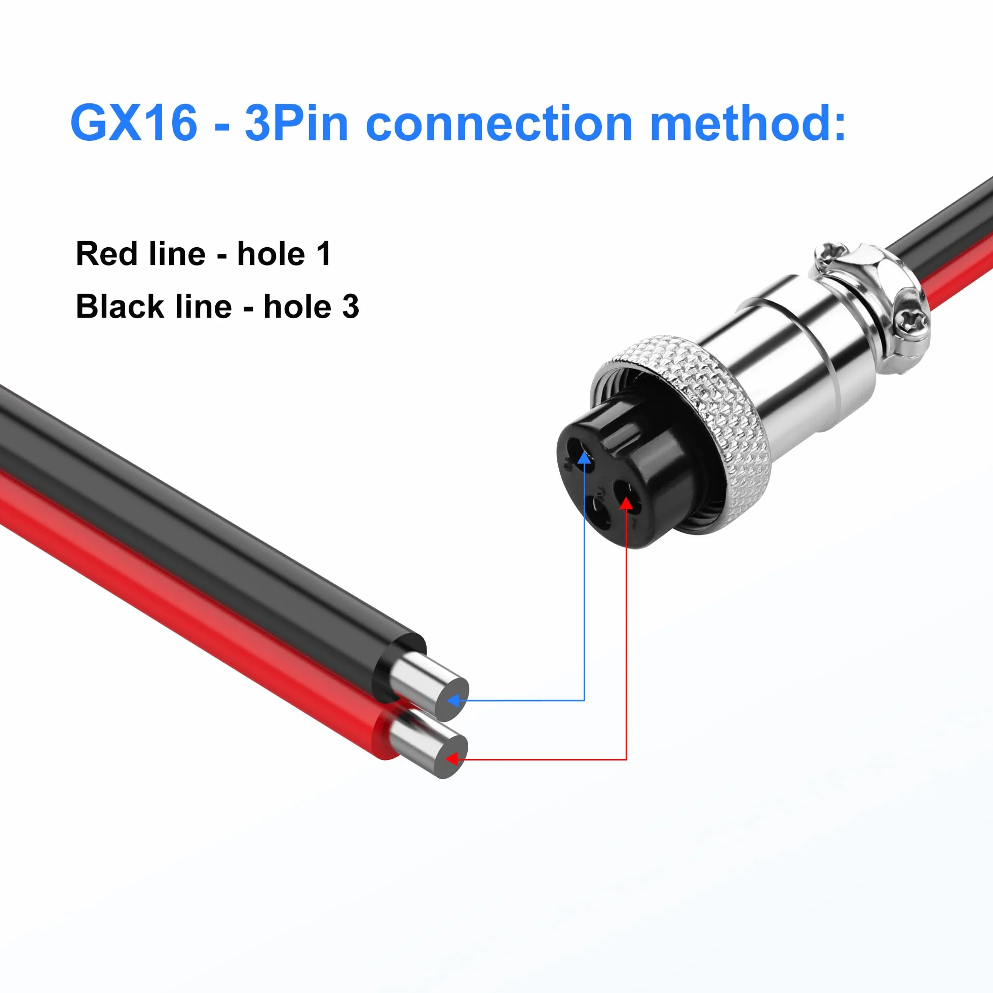 SinLoon 2-pak GX16 3-pinowe pigtaile kabel gniazdo żeńskie formowanie przewodowe przemysłowe okrągłe gniazdo złącza lotnicze 30 cm (3 piny)