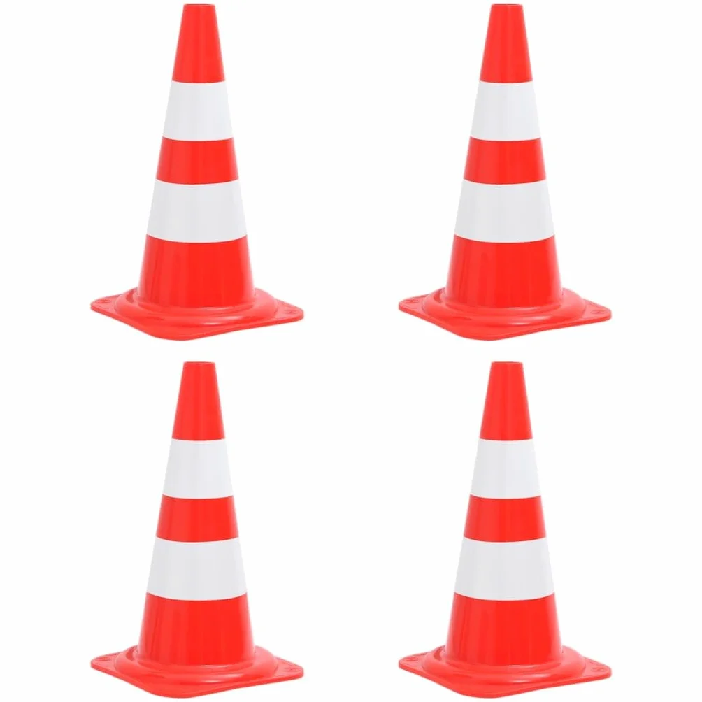 vidaXL Odblaskowe pachołki drogowe, 4 szt., czerwono-białe, 50 cm