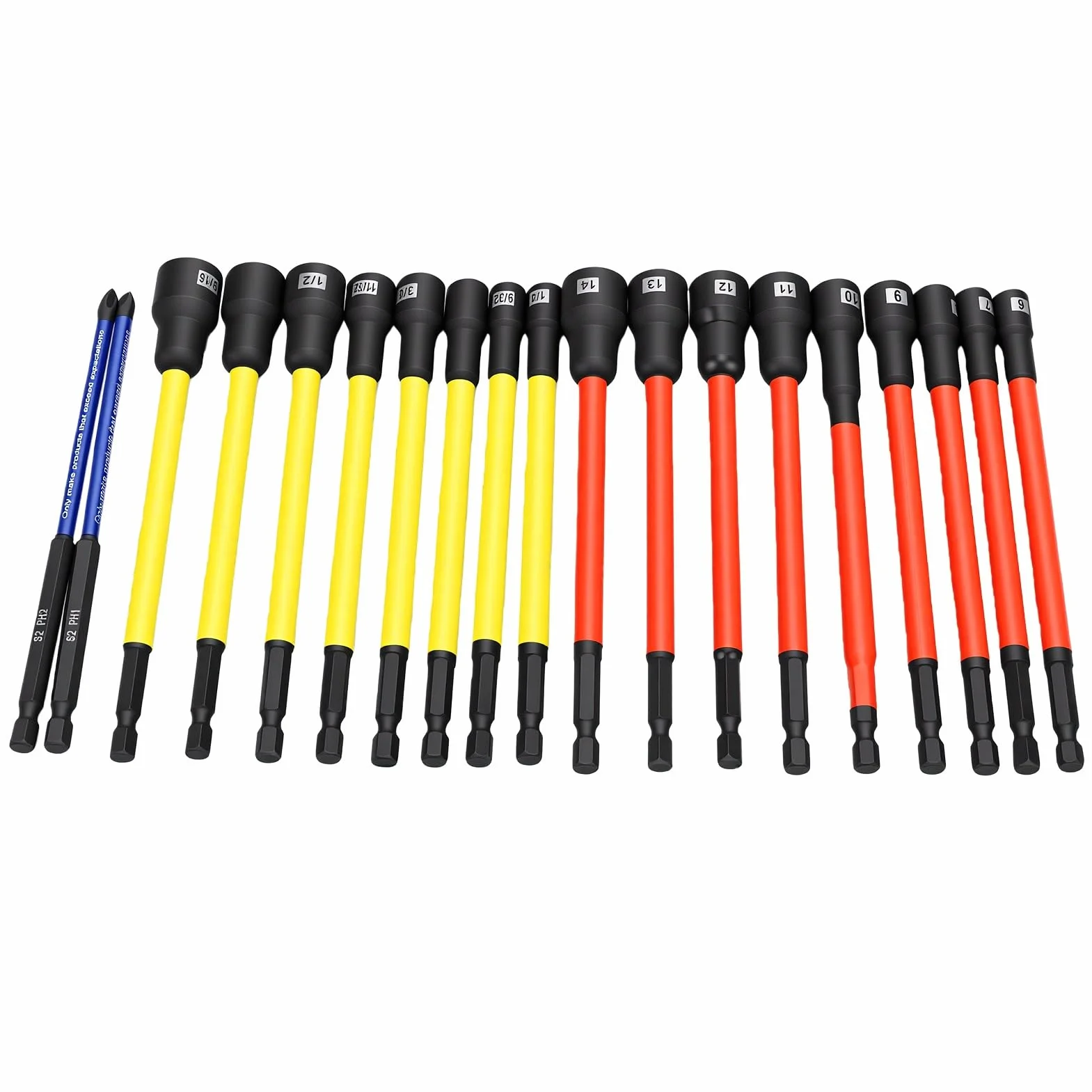 Generic Wszechstronny Zestaw Magnetycznych Kluczy Nasadowych S2 ze Stali Stopowej, Bardzo Długi, dla Mechaników i Majsterkowiczów, 19 Sztuk