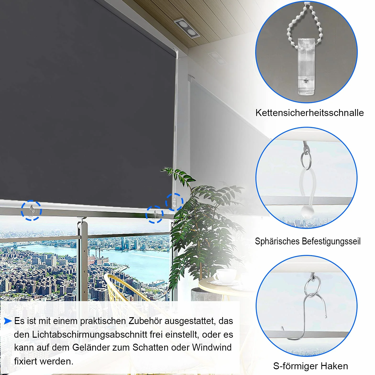 Aufun Markiza pionowa 140x240 cm Antracytowy odporna na warunki atmosferyczne