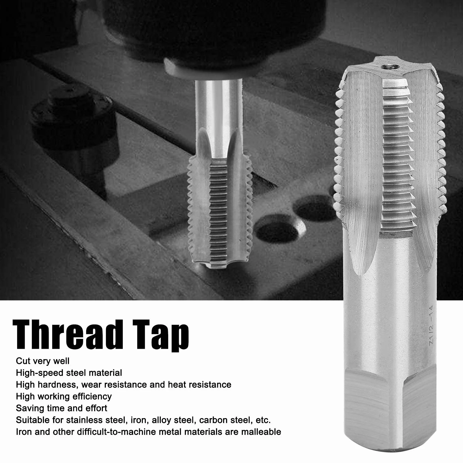 HSS Pipe Thread Tap Z 1/2?14 Manual Machine Tap System 1/2inch Thread Repair Tool for Water Pipe