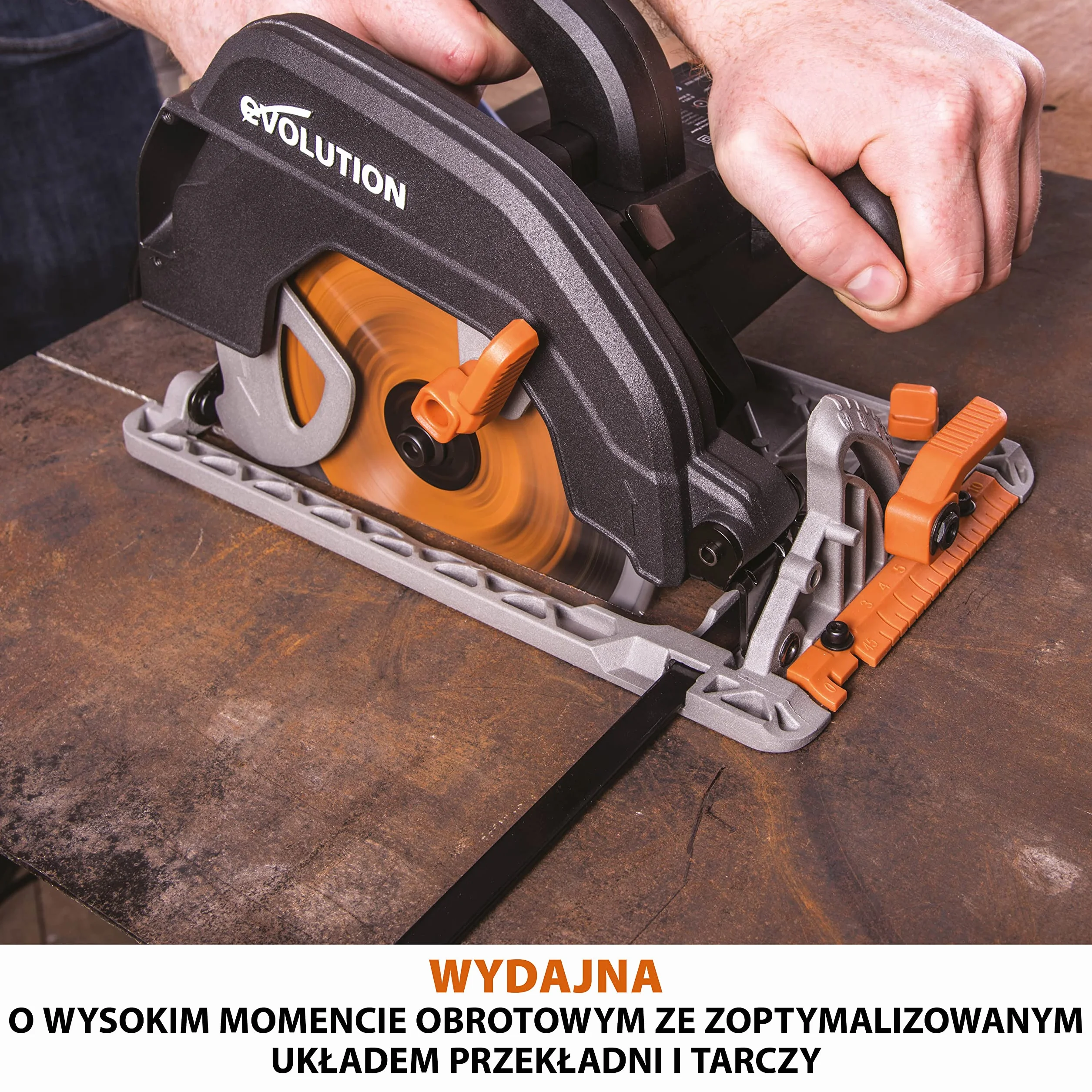 Evolution Power Tools R185CCSX Piła tarczowa i prowadnica do różnych materiałów, tnie drewno, drewno z gwoździami metal stal aluminium plastik, opcja odchylenia, w zestawie prowadnica 1020 mm, 185 mm