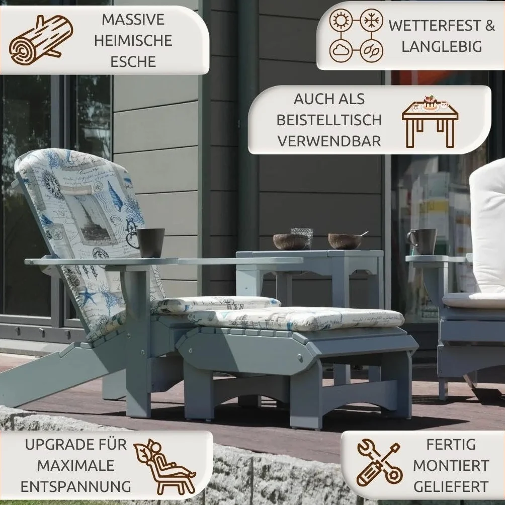 Original Dream-Chairs 2007 Podnóżek Adirondack Comfort szary regulowany 2 pozycje