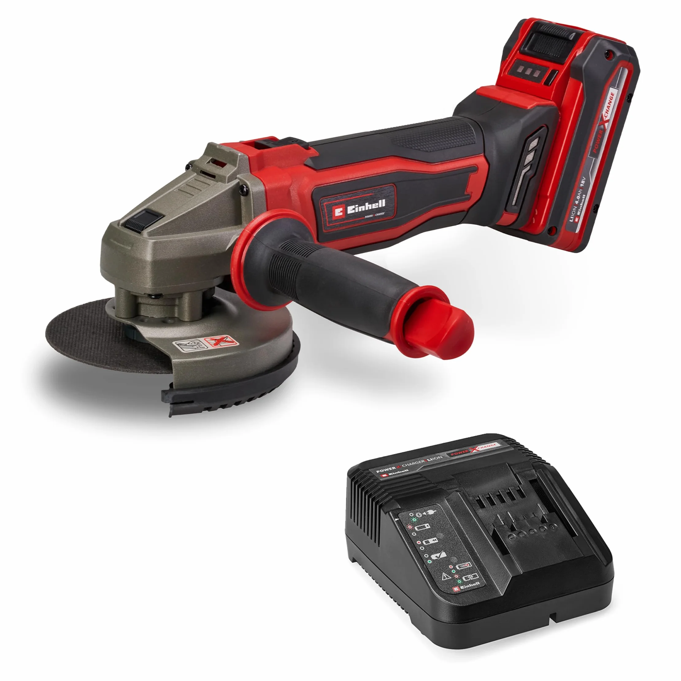Einhell akumulatorowa szlifierka kątowa TE-AG 18/125-2 Li Kit Power X-Change (18 V, średnica tarczy szlifierskiej: 125 mm, głębokość cięcia: 33 mm, miękki start, ochrona tarczy szlifierskiej, bez