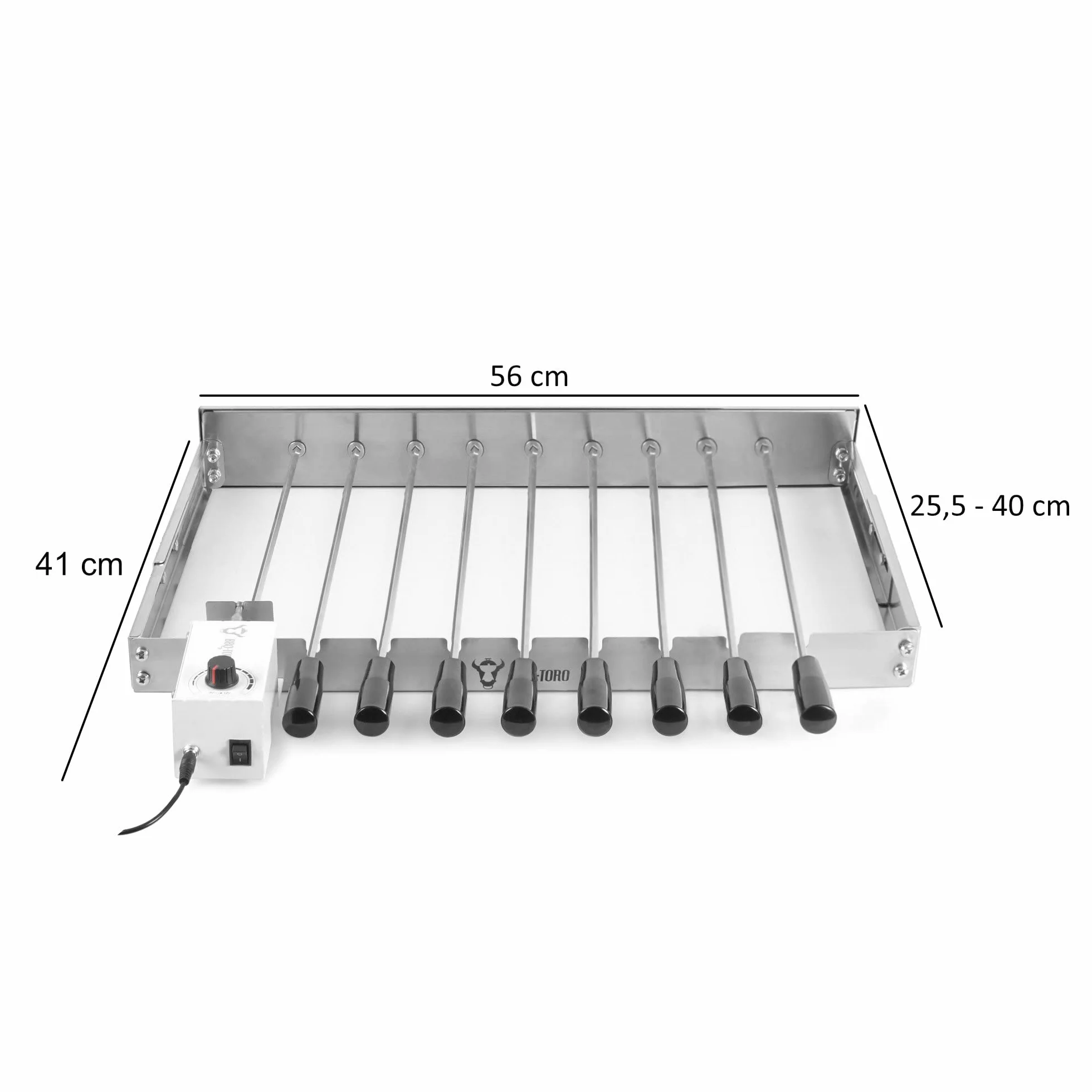 BBQ-Toro obrotowy rożen ze stali nierdzewnej 56 x 26-40 cm elektryczny z silnikiem