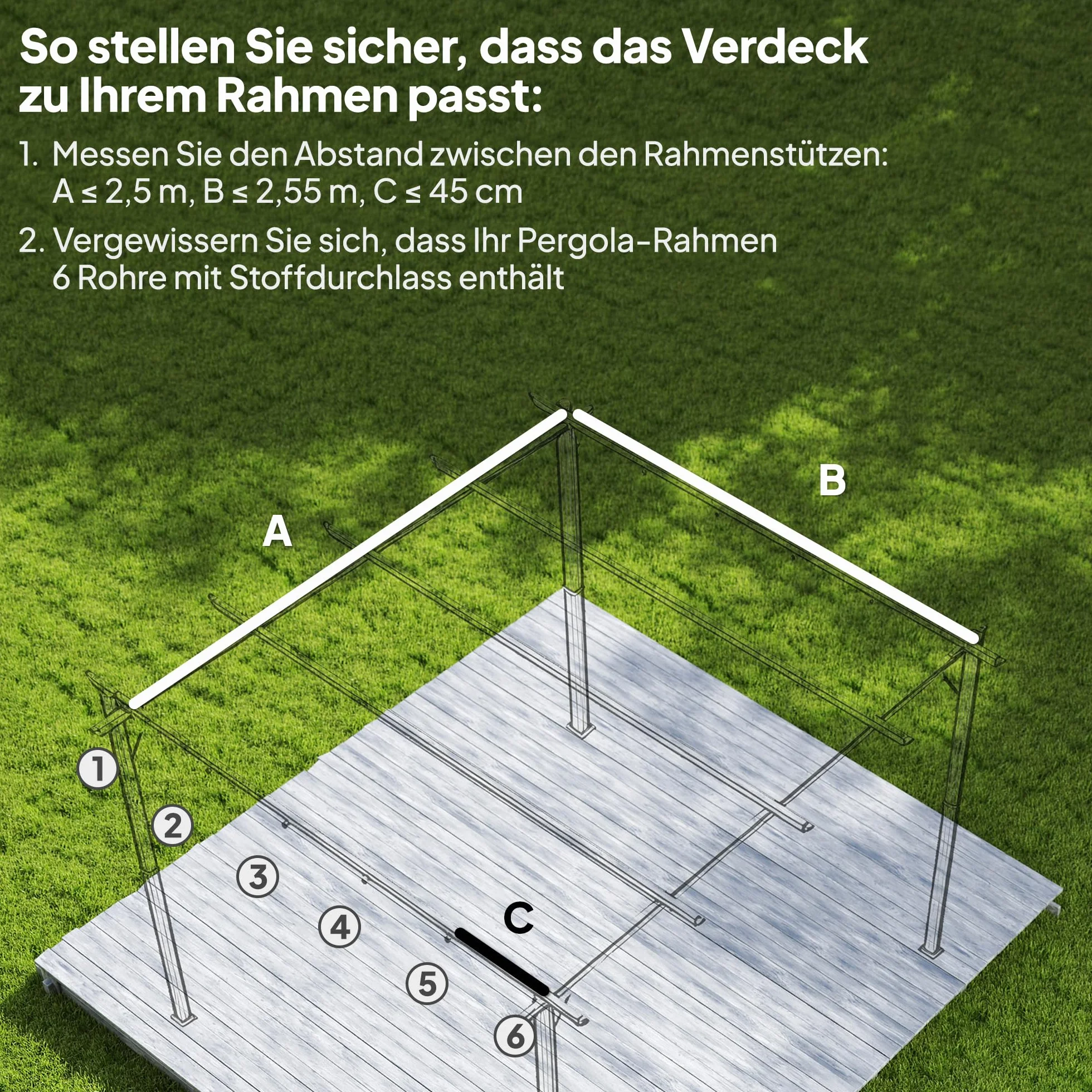 Outsunny Wymienny dach na pergolę 3 x 3 m wodoodporny zasuwany falowy 250 x 255 cm kremowy
