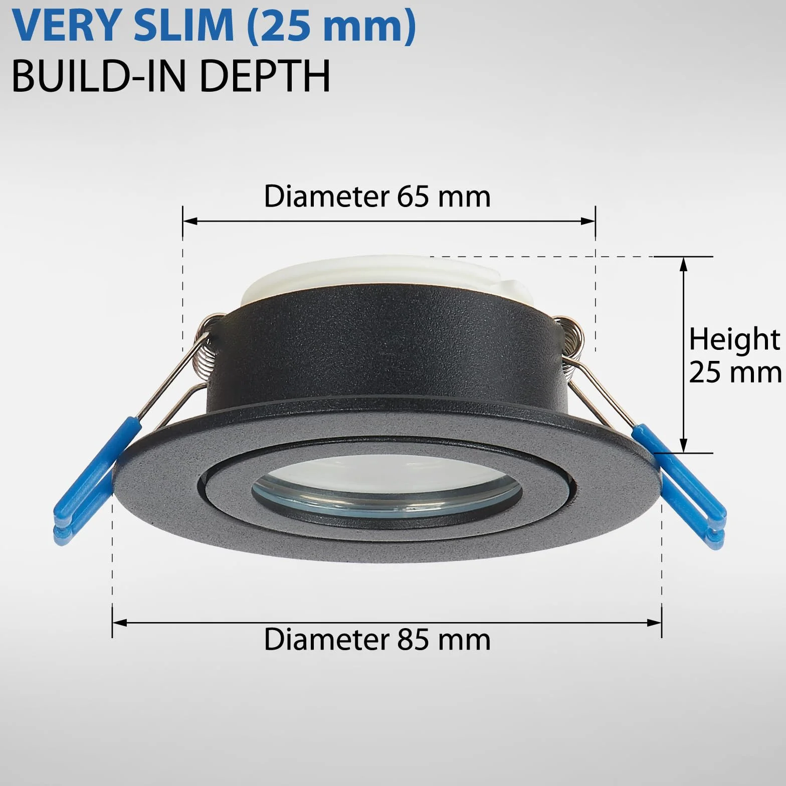Lampa punktowa LED, ściemniana, ceramiczna, płaska, 230 V, 5 W, ciepła biel, IP44, czarna, zestaw 5 sztuk