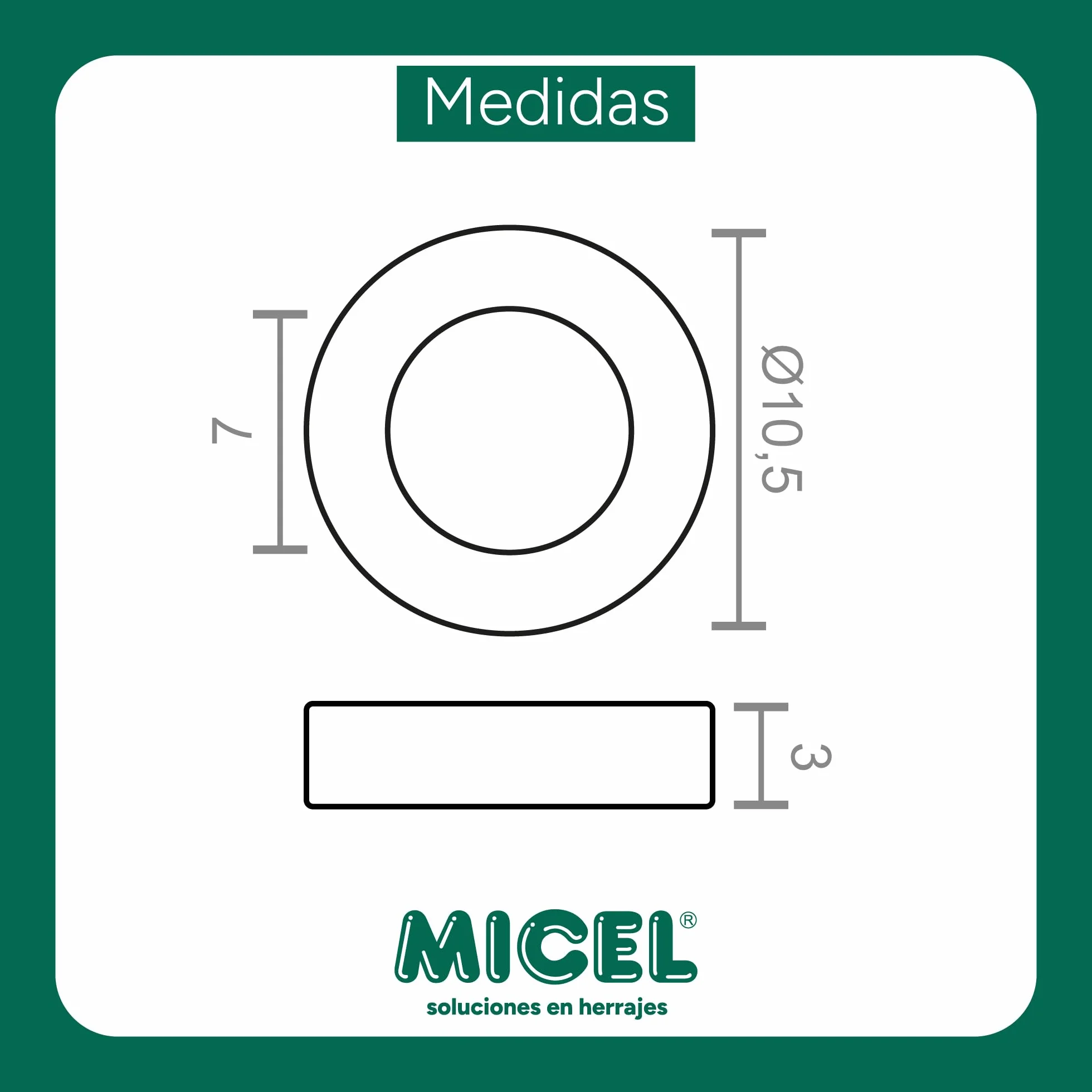 MICEL - 90721 - Owałki do drzwi stalowych, podkładka do zawiasów, wykończenie mosiężne, 10 sztuk, 10,5 x 10,5 x 3 mm