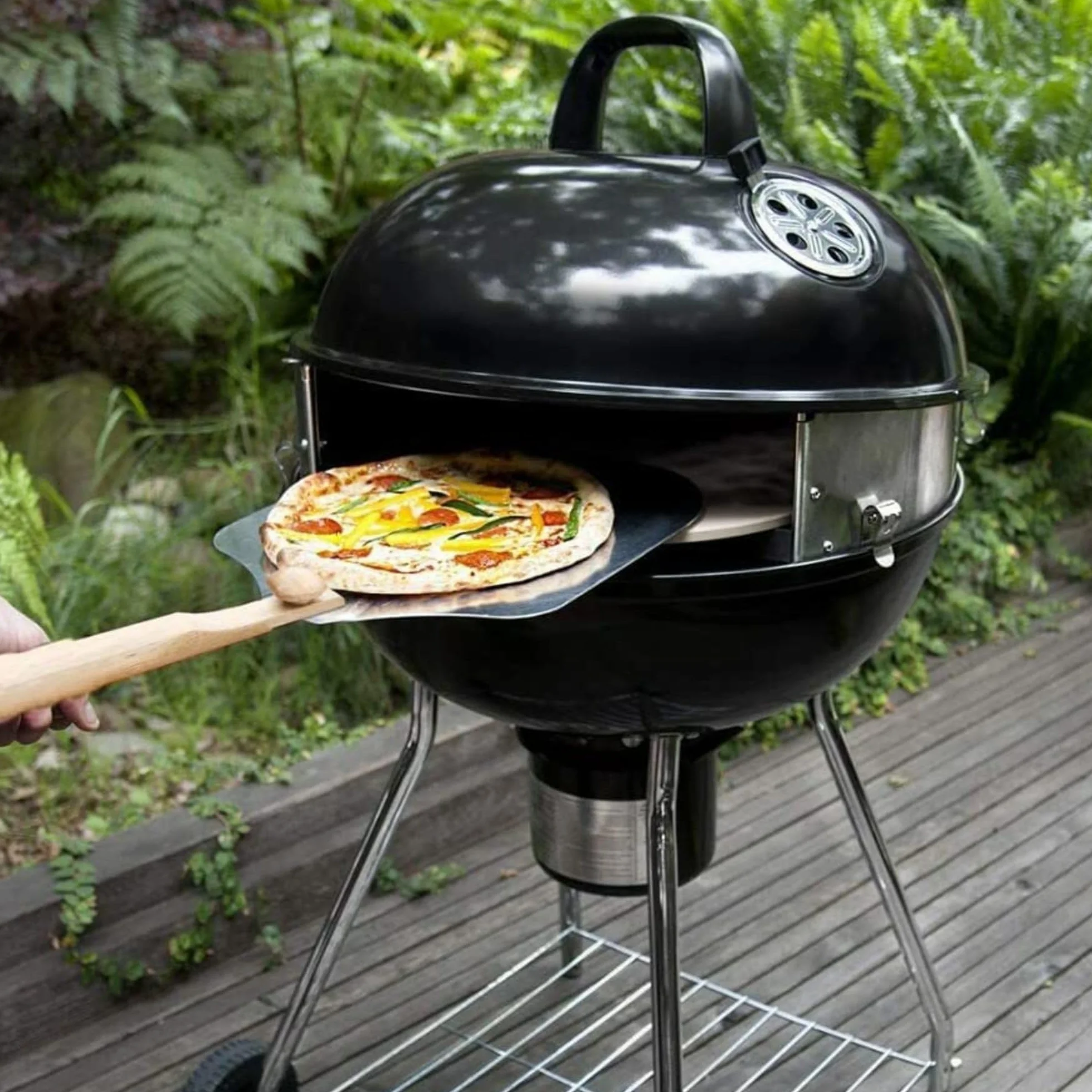 Pizzacraft Luksusowy zestaw do pizzy dla 45 cm i 22,5 cala grill czajnikowy PC7001, srebrny, 224.32