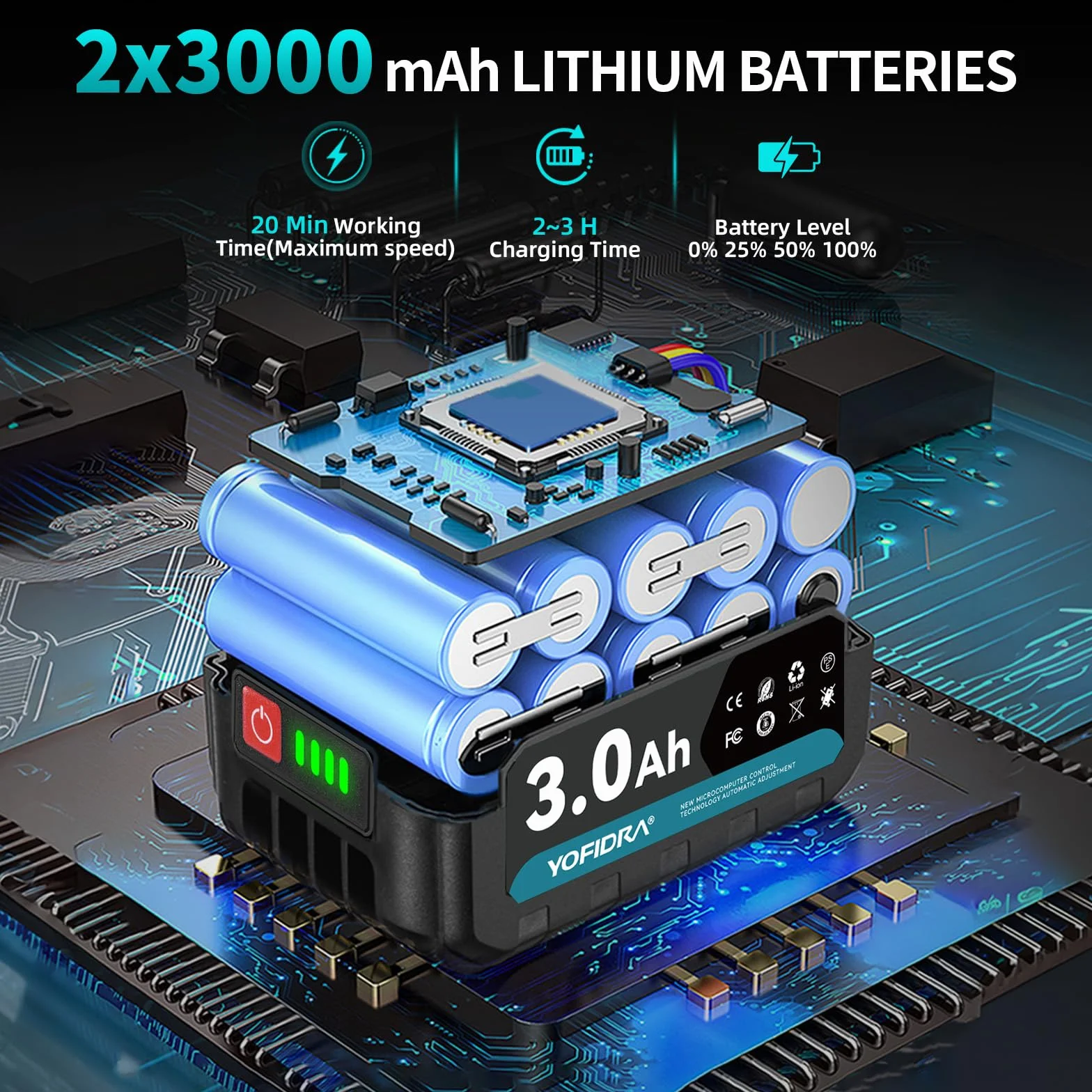 Akumulatorowa dmuchawa do liści Yofidra Turbo 160m/s 280000 obr/min 2x3000mAh