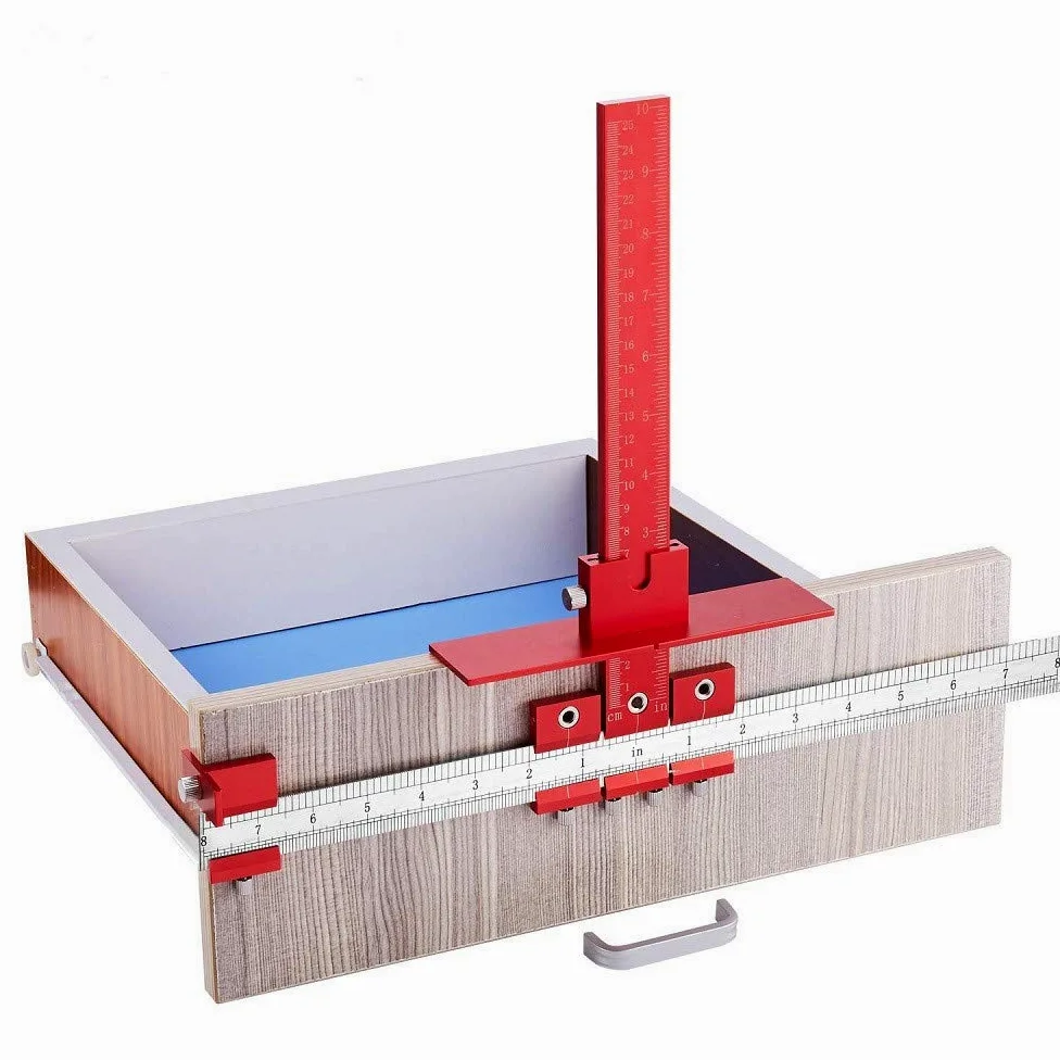ChaRLes Czerwony stop aluminium metryczny/cal sprzęt do szafki jig 4 mm 5 mm prowadnica do wiertarki uchwyt szablon jig