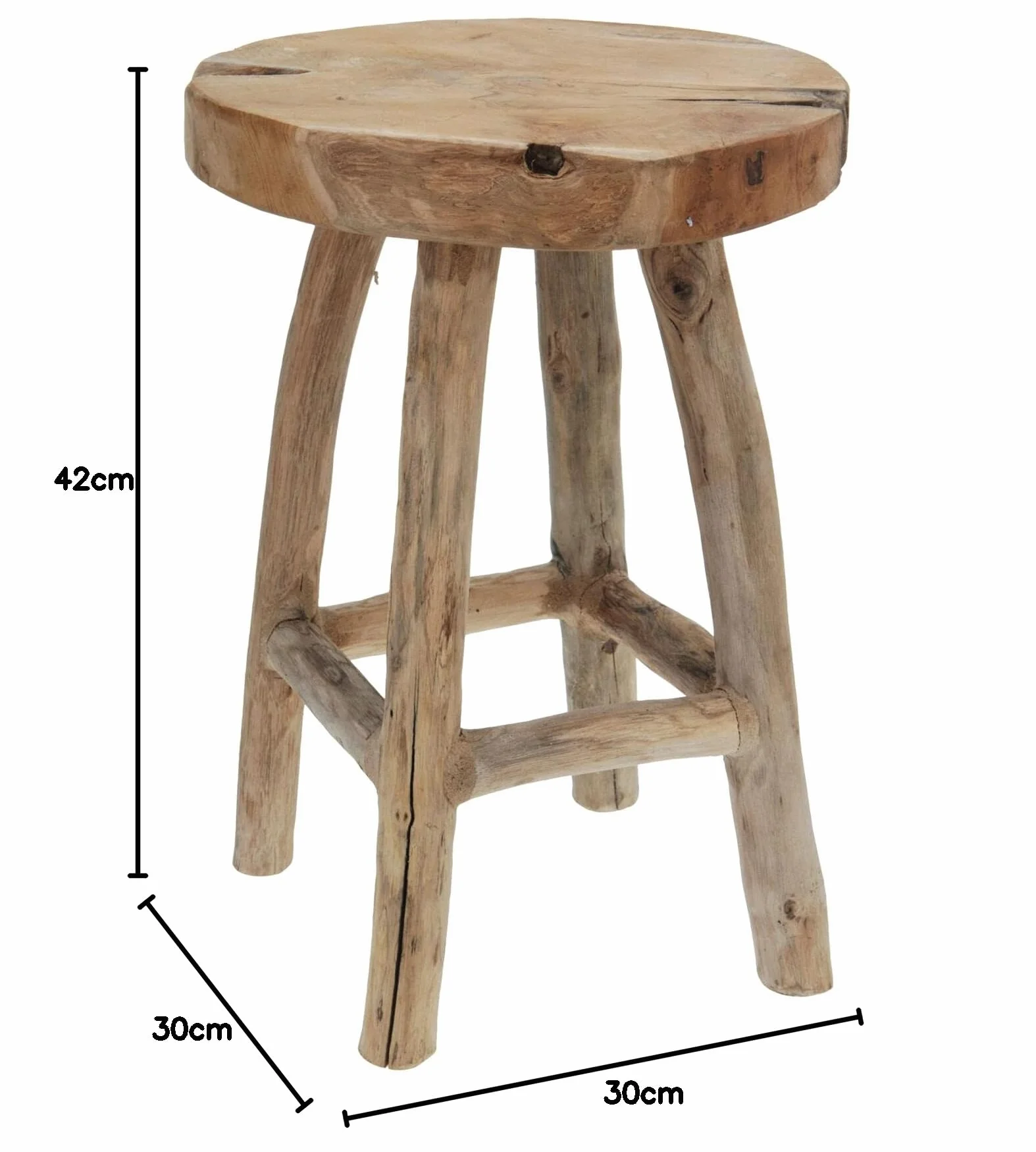 Spetebo Masywny taboret z drewna tekowego 42 cm - Stabilny stojak na kwiaty