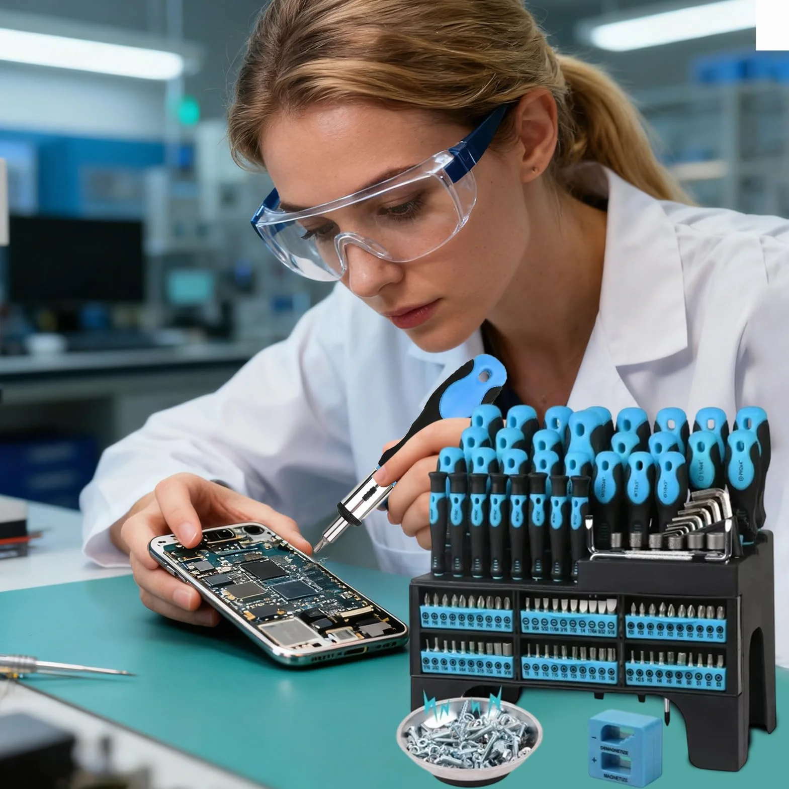 Magnetyczny Zestaw Śrubokrętów Magnetyczna Końcówka Do Naprawy Elektroniki | Komplet Śrubokrętów Z Etui Do Konserwacji Komputerów Zegarków Okularów Sprzętu AGD Napraw Samochodowych Domowych I
