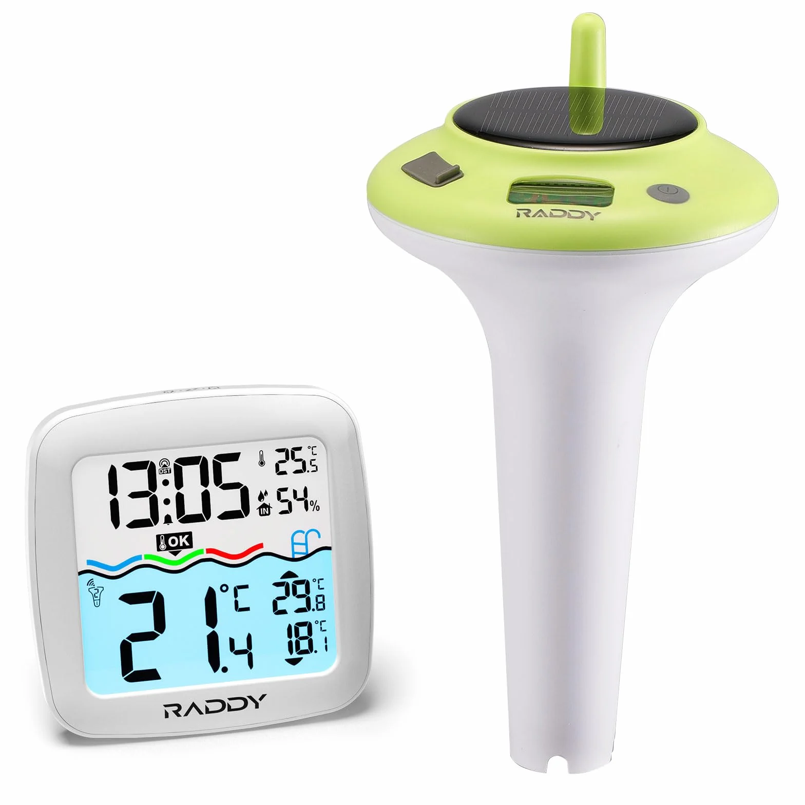 Raddy PT-5 Termometr pływający do basenu IPX8 zasilany energią słoneczną i baterią