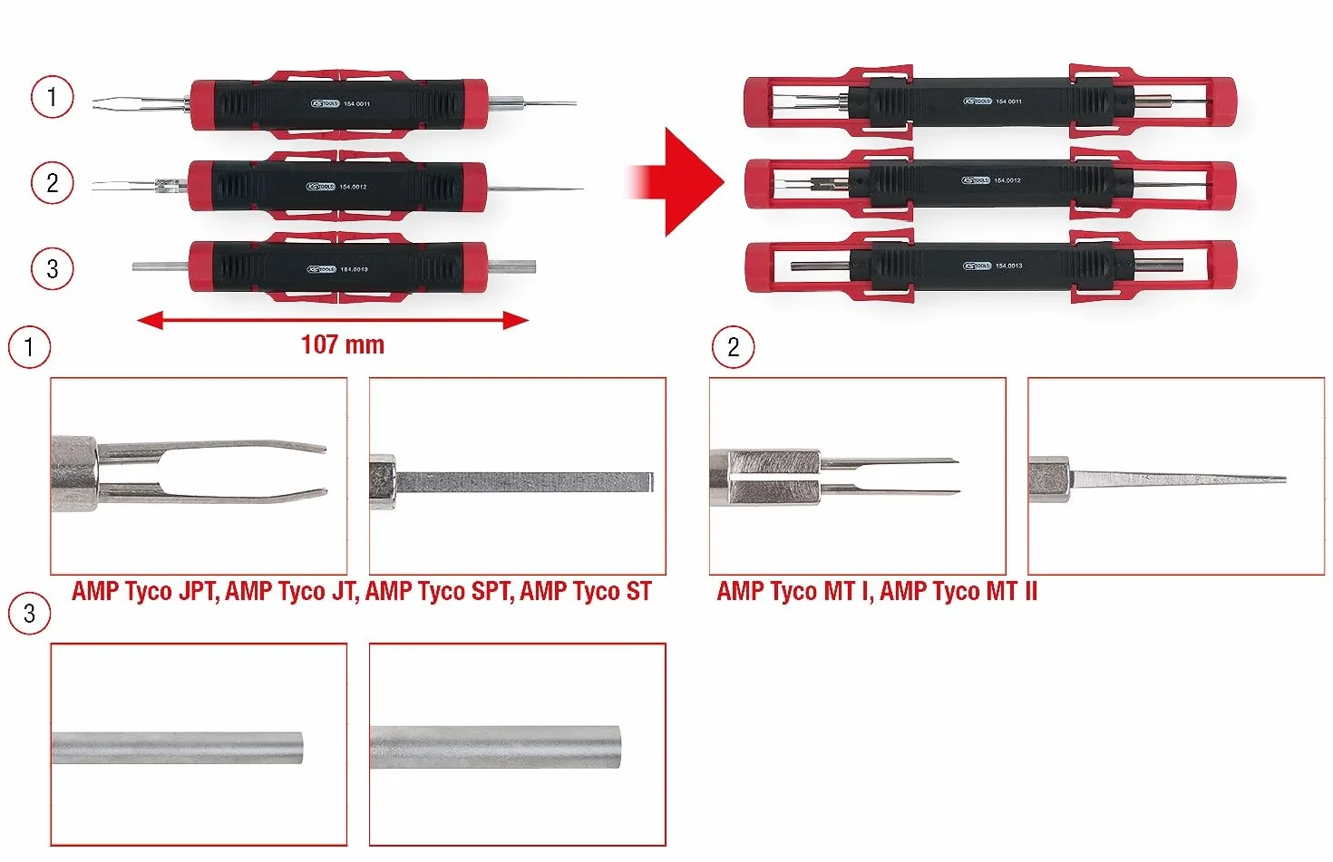 KS Tools 154.0015 Uniwersalny zestaw narzędzi do odczepiania kabli, 3-szt