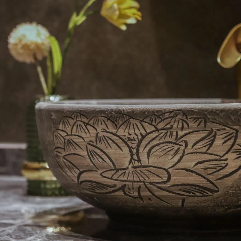 Umywalka Łazienkowa Nablatowa, Ceramiczna Umywalka Artystyczna, Okrągła, Zabytkowa Umywalka Łazienkowa, Pojedyncza Umywalka, Pogrubiona, Łazienkowa, Balkonowa,