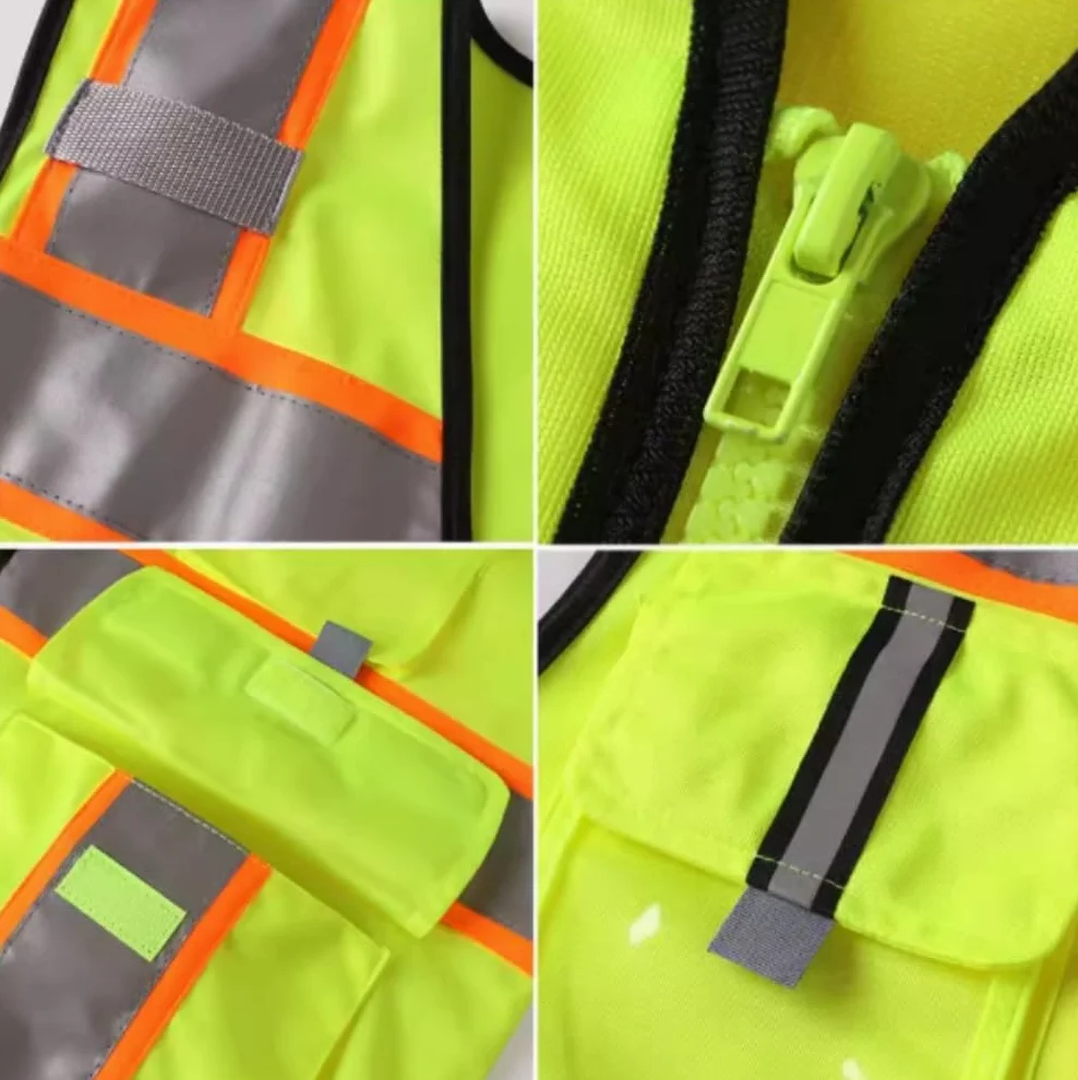 Kamizelka odblaskowa, Kamizelki bezpieczeństwa, kamizelka odblaskowa pomarańczowa, wiele rozmiarów dla ruchu budowlanego i urządzeń sanitarnych(XL)