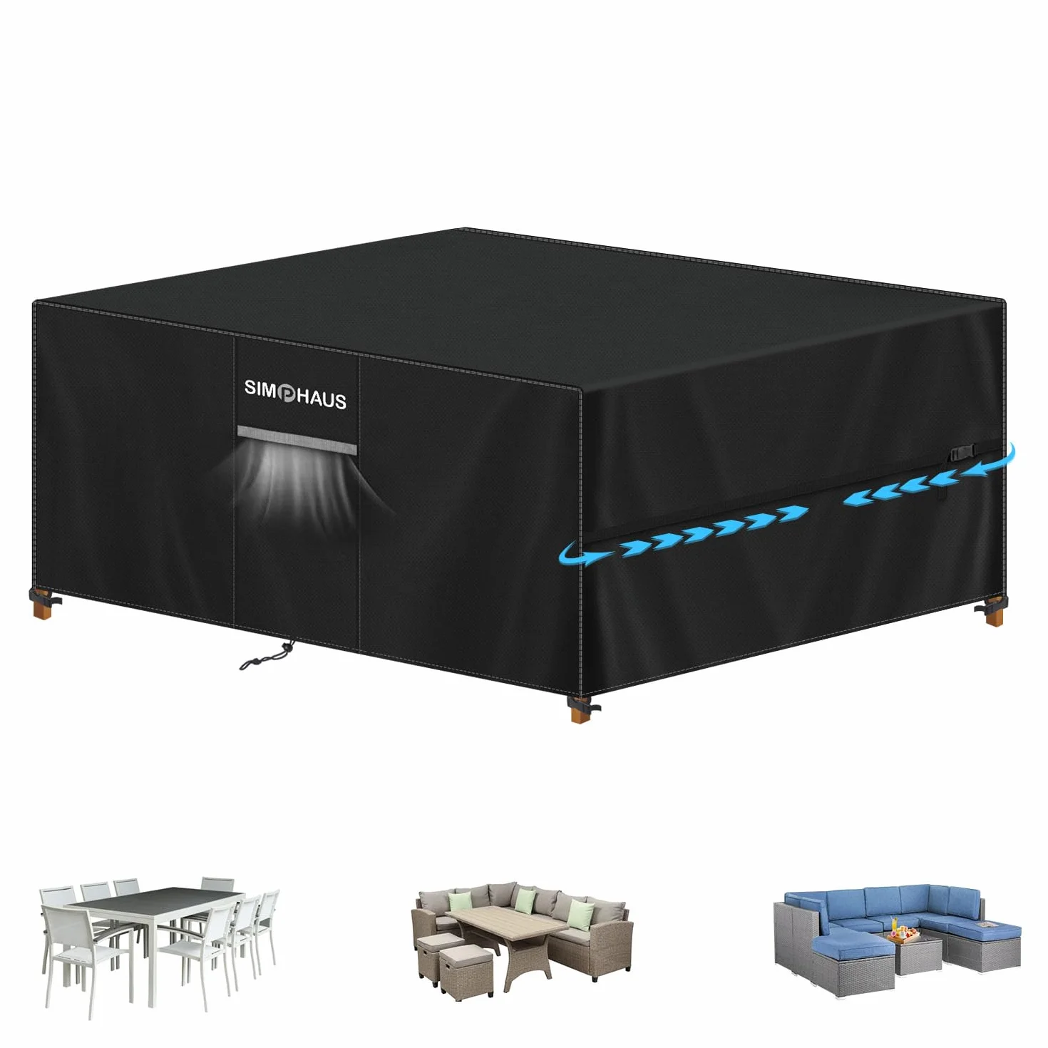 Wodoodporny pokrowiec na meble ogrodowe 280x210x90 cm anty-UV