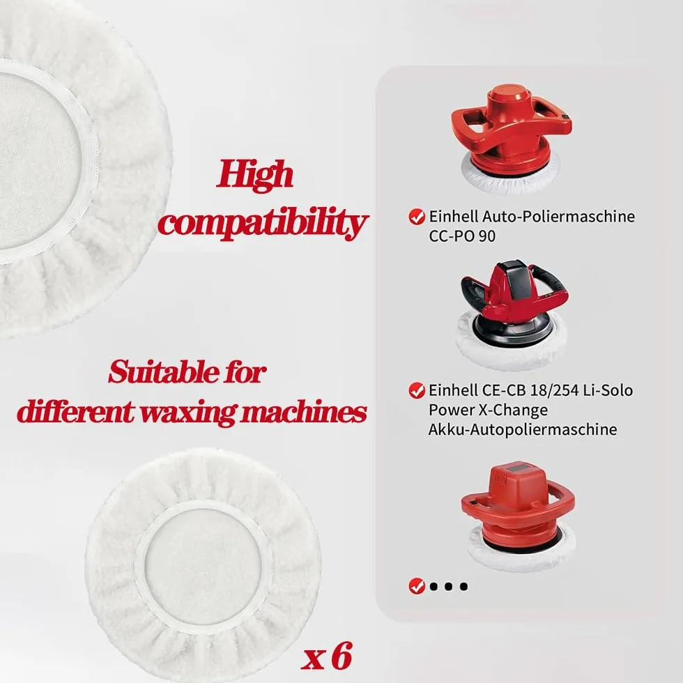 Einhell CE-CB 18/254 Li automatyczny zestaw nakładek polerskich z wełny jagnięcej, 6 szt