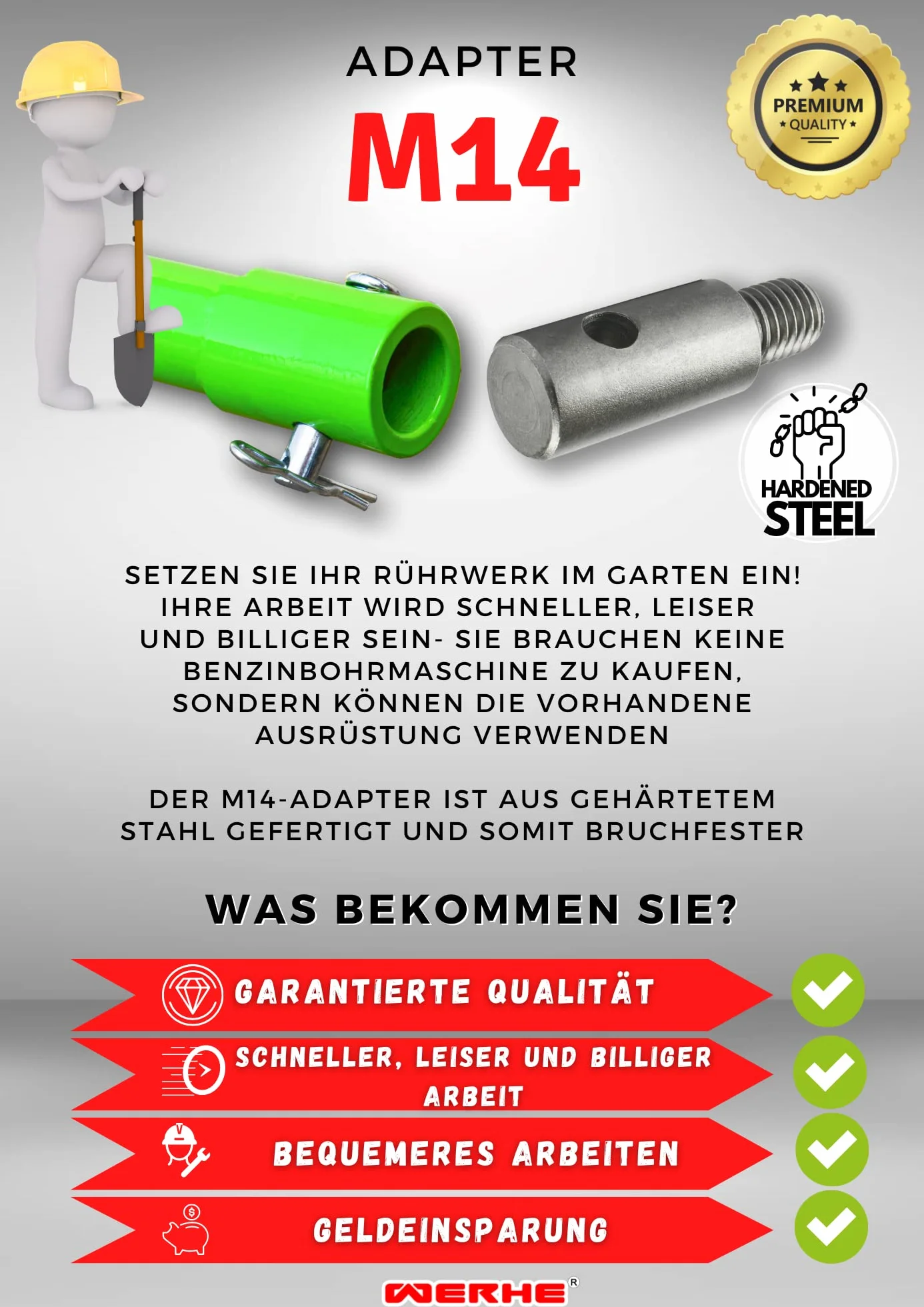 WERKON M14 adapter do ślimaków, M14 ADAPTER DO MIESZALNIKA, mieszadła, ŚLIMAK
